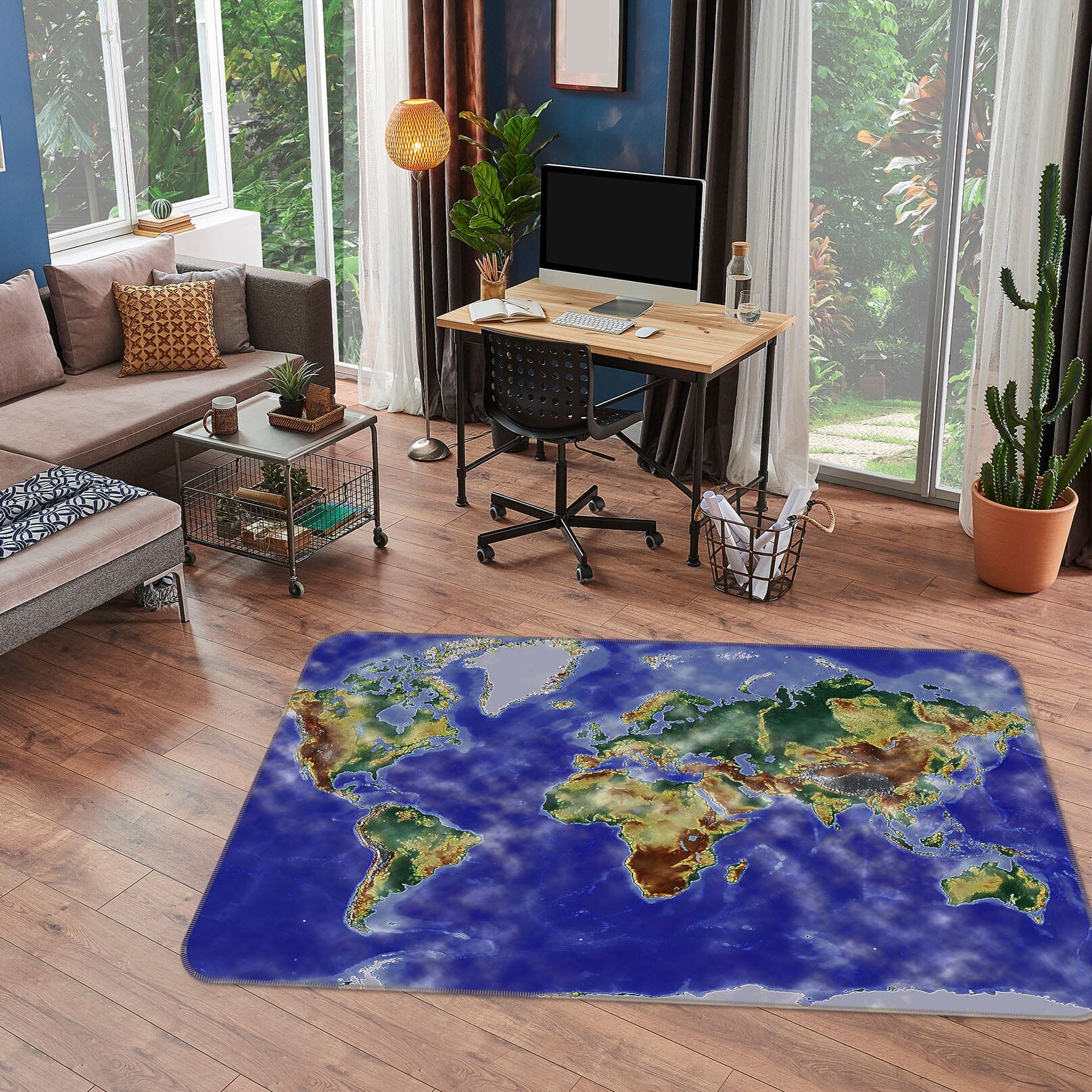 3D Coastal Island 302 World Map Non Slip Rug Mat Mat AJ Creativity Home 