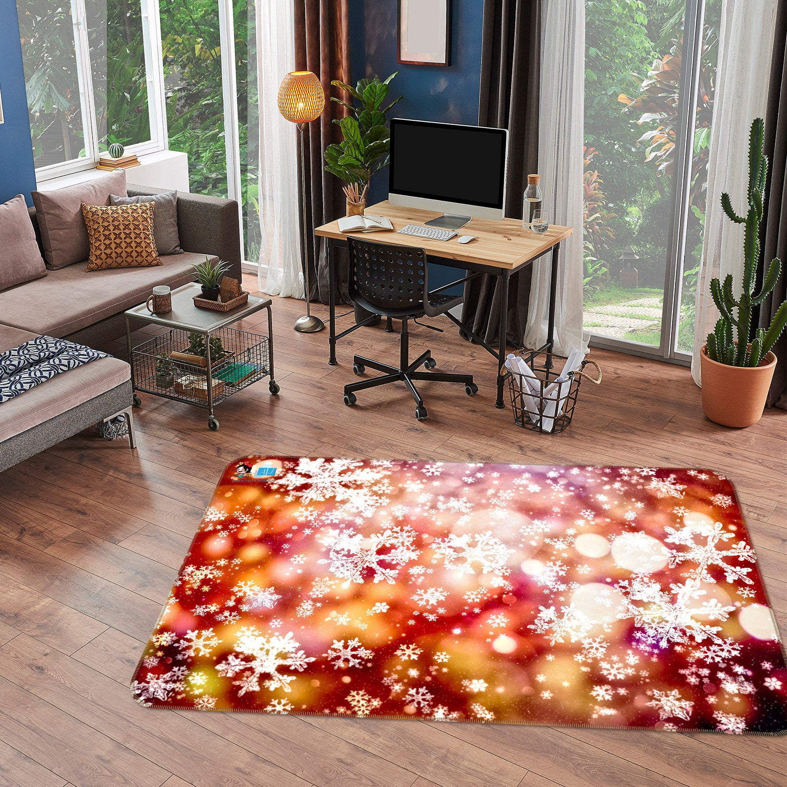 3D Aperture Snowflake 55104 Christmas Non Slip Rug Mat Xmas