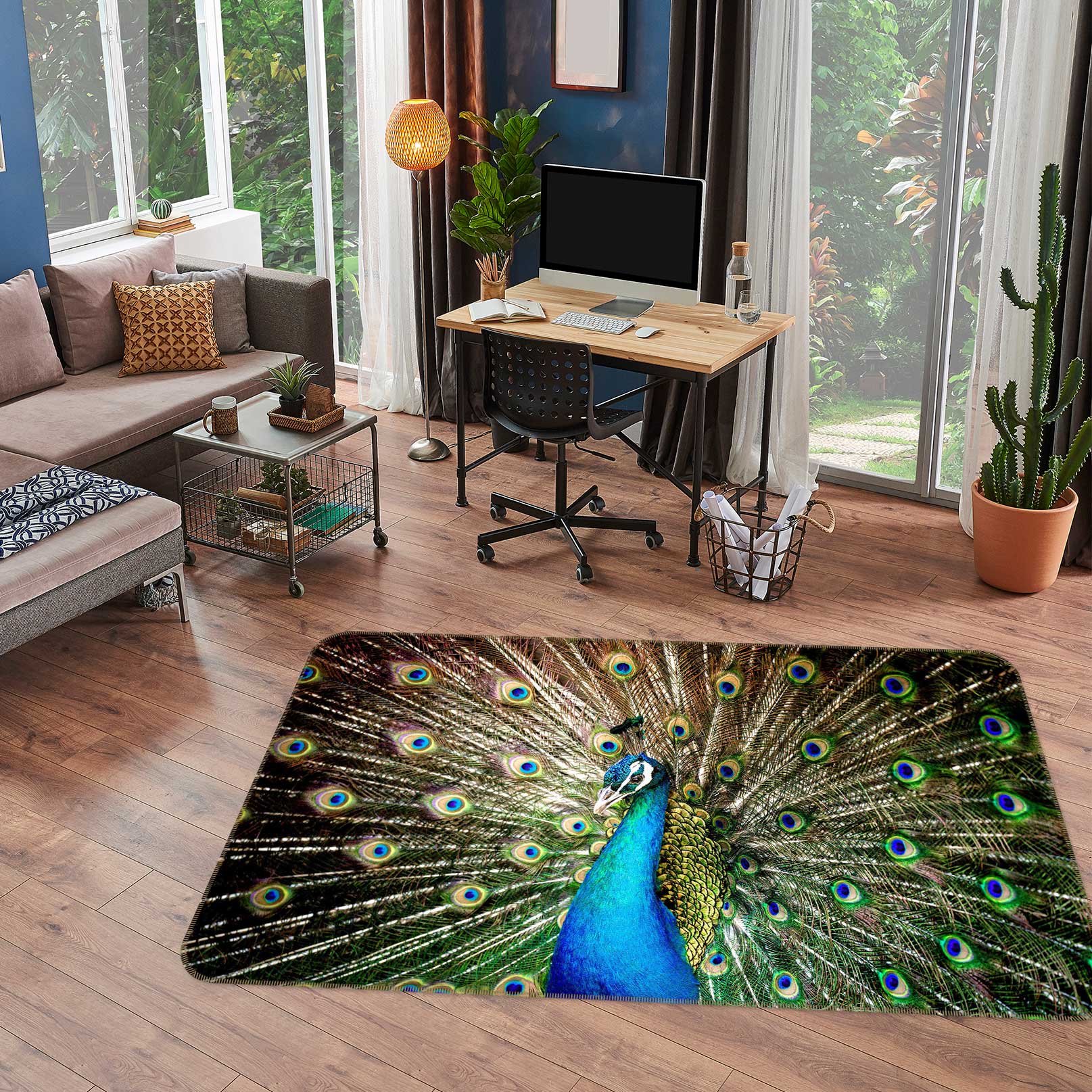 3D Peacock 30008 Non Slip Rug Mat