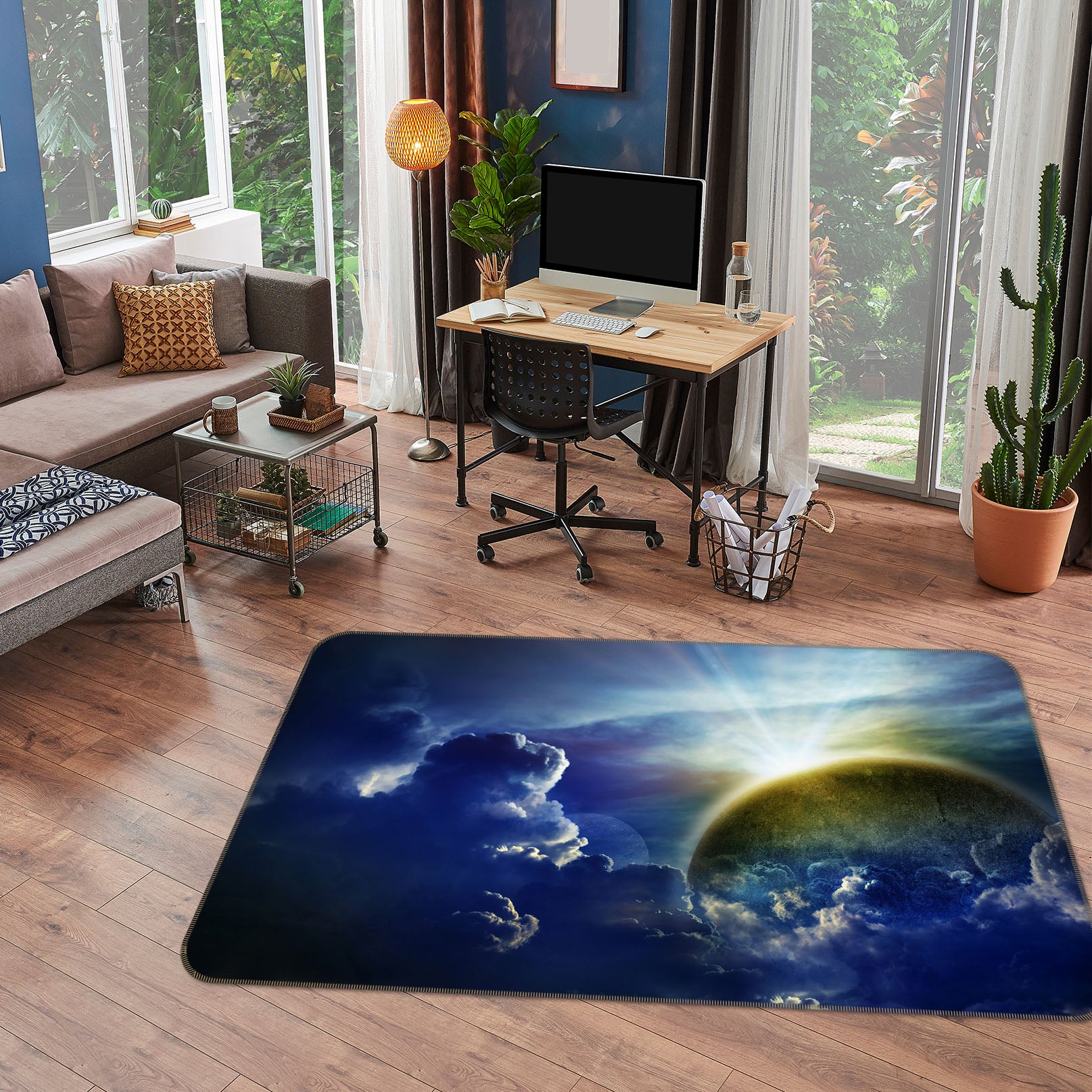 3D Planet Clouds 31147 Non Slip Rug Mat