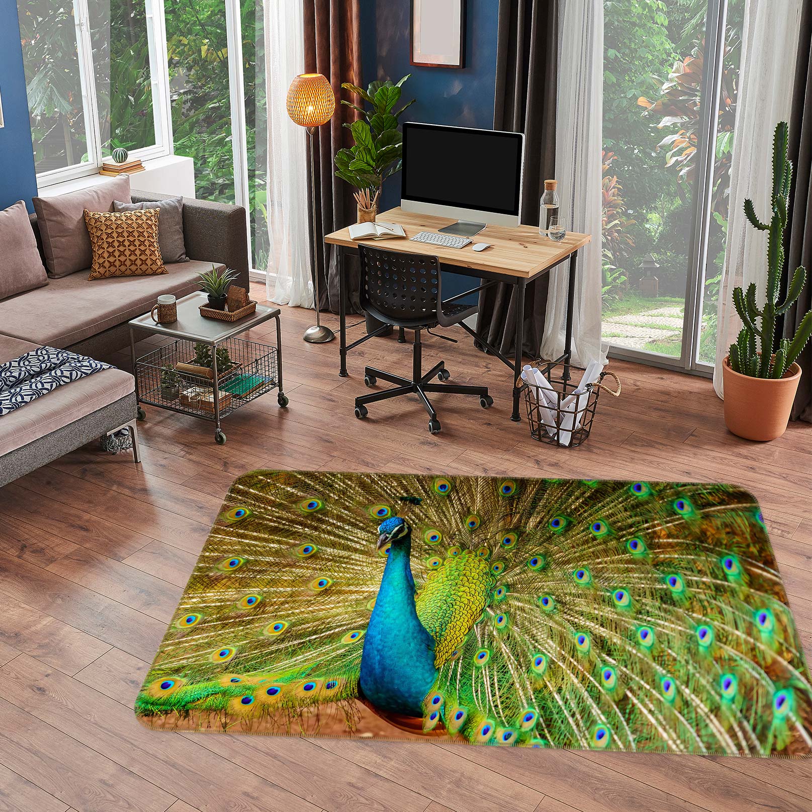 3D Peacock 30026 Non Slip Rug Mat