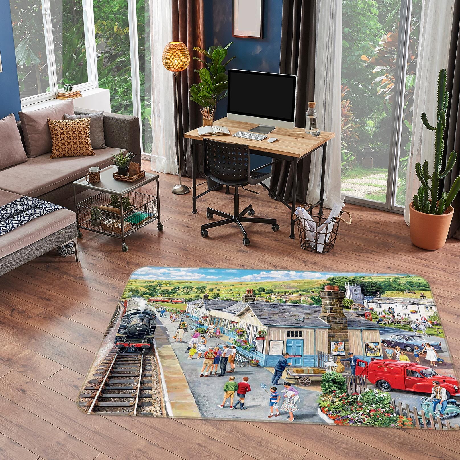 3D The Village Station 1125 Trevor Mitchell Rug Non Slip Rug Mat Mat AJ Creativity Home 