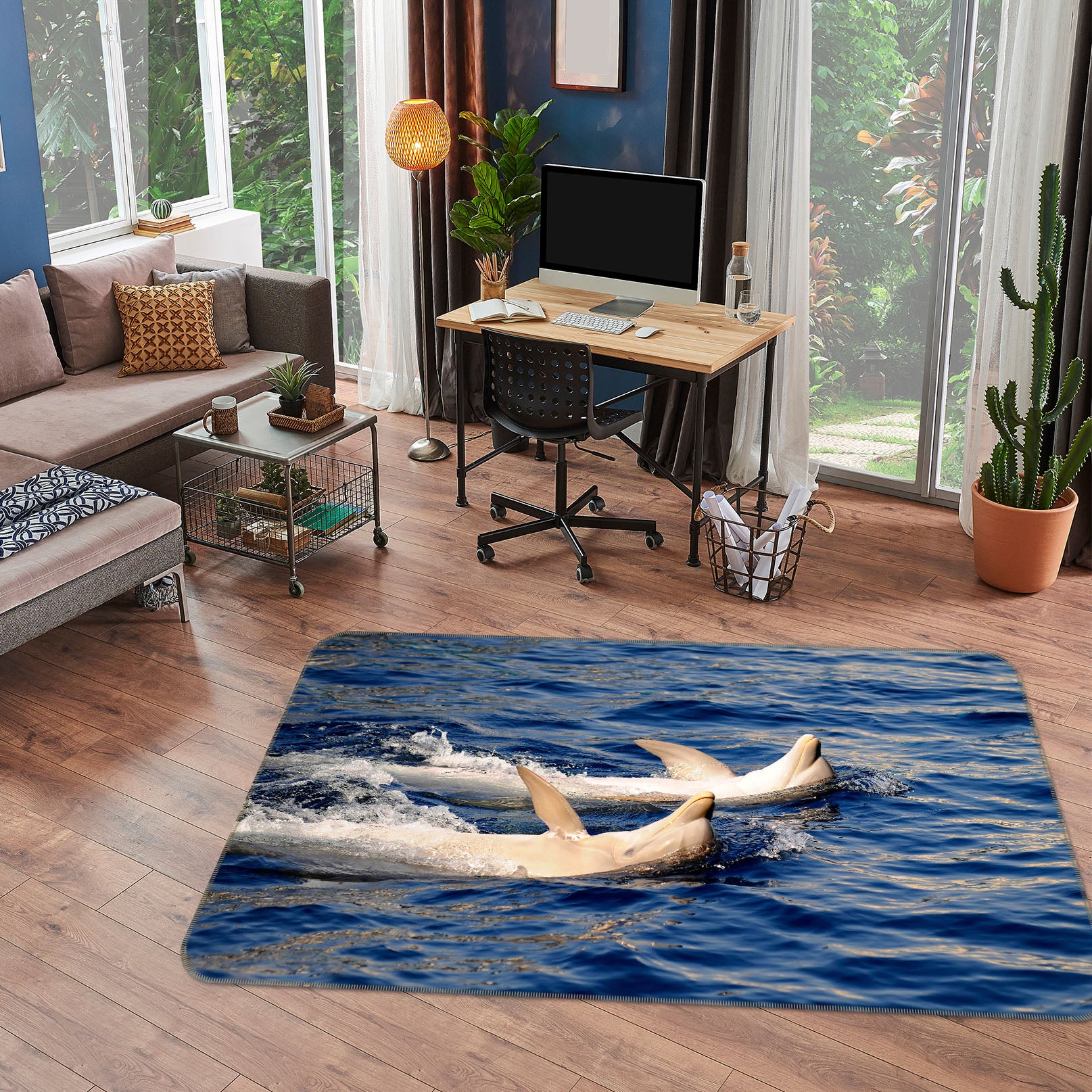 3D Two Dolphins 38116 Animal Non Slip Rug Mat