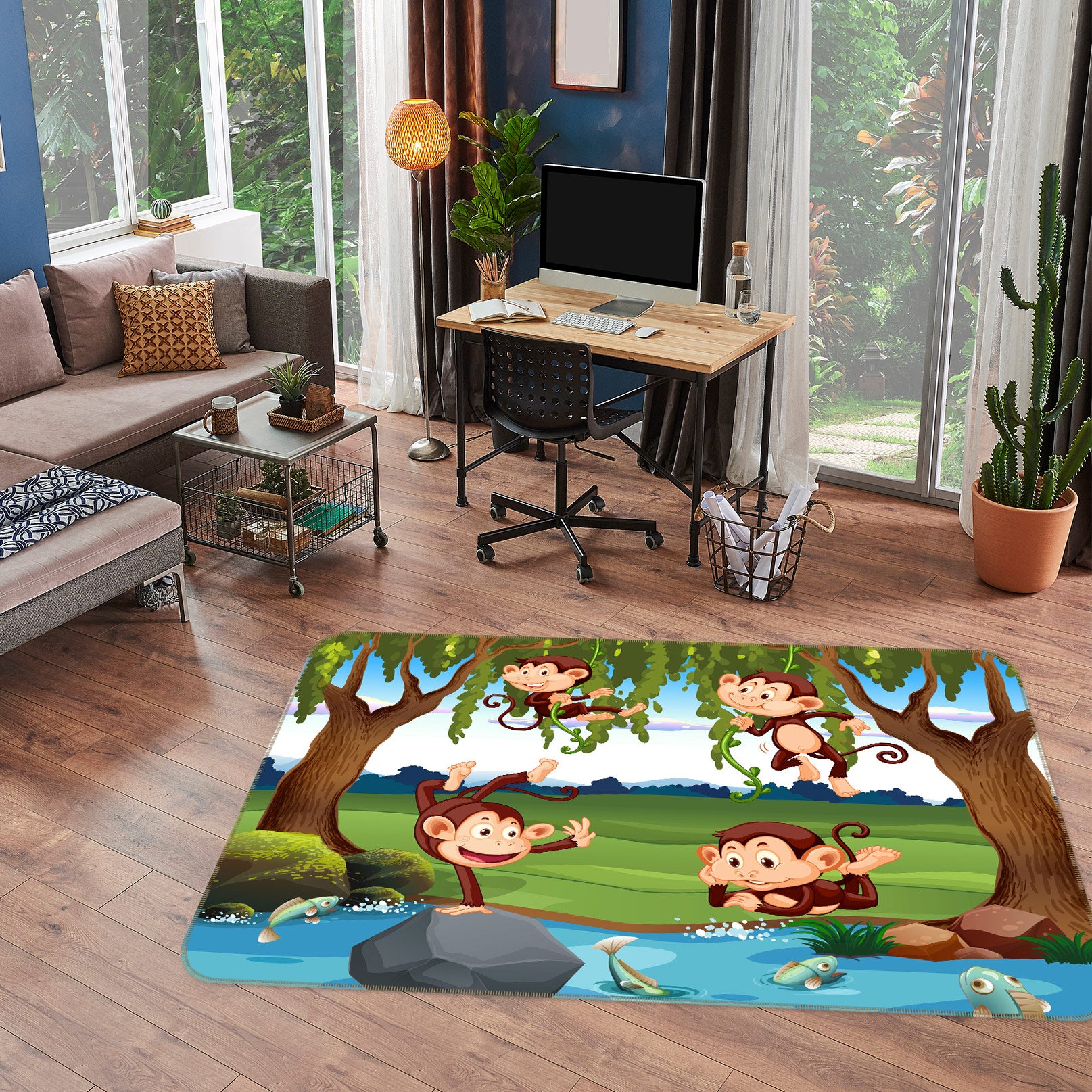 3D Cartoons Monkey 30076 Non Slip Rug Mat