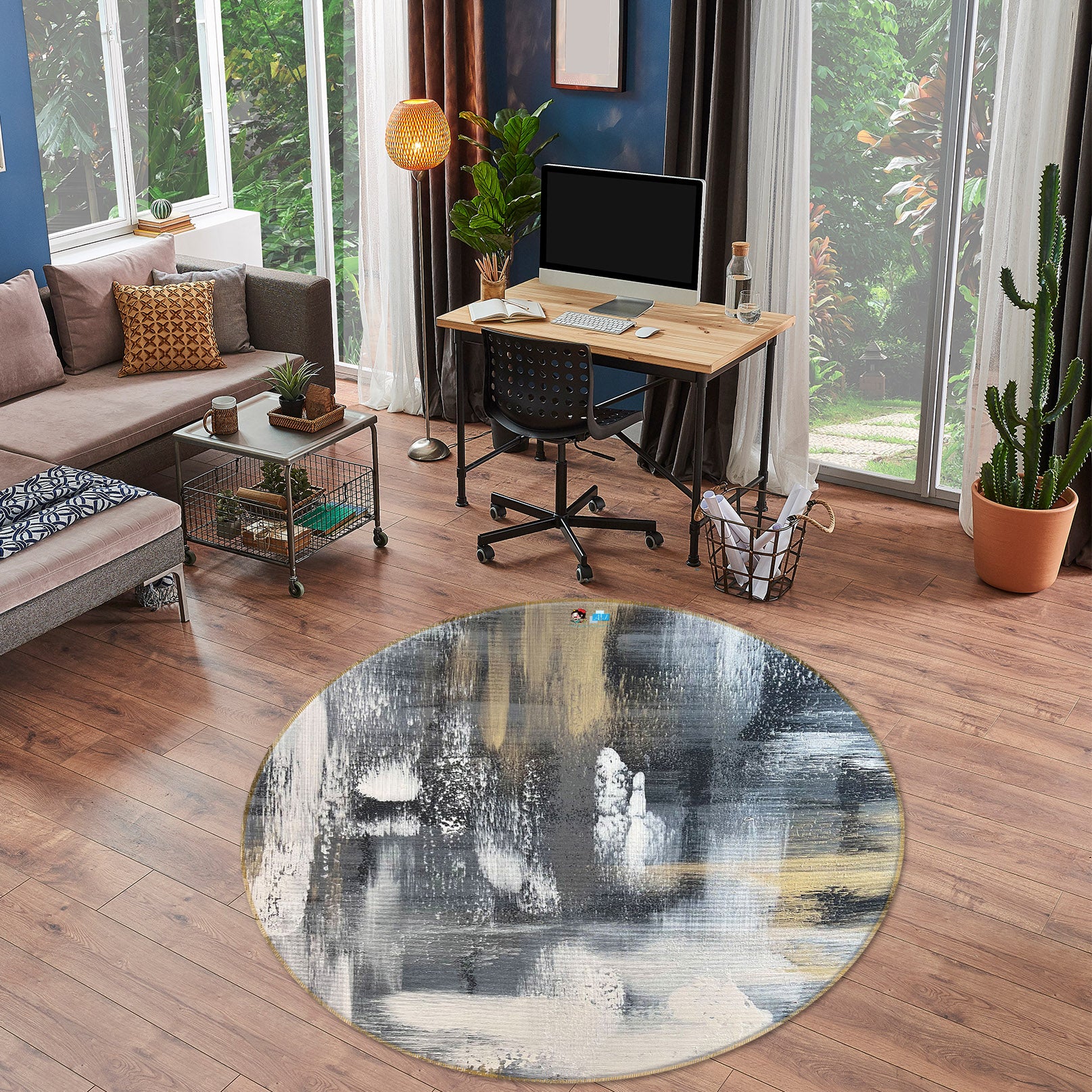 3D Painted Art 4049 Skromova Marina Rug Round Non Slip Rug Mat