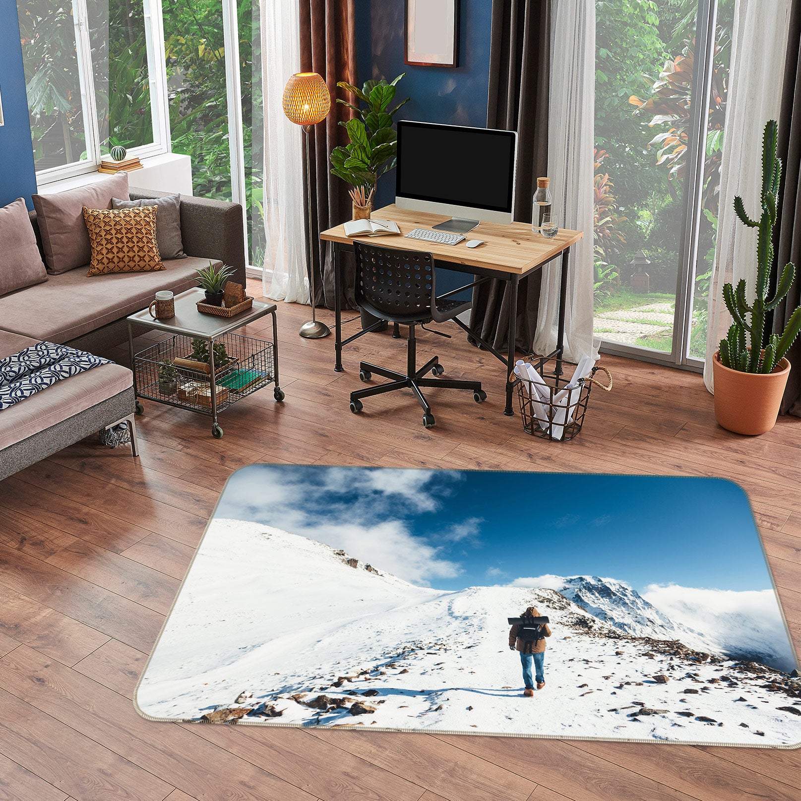 3D Snowy Mountain 77139 Non Slip Rug Mat