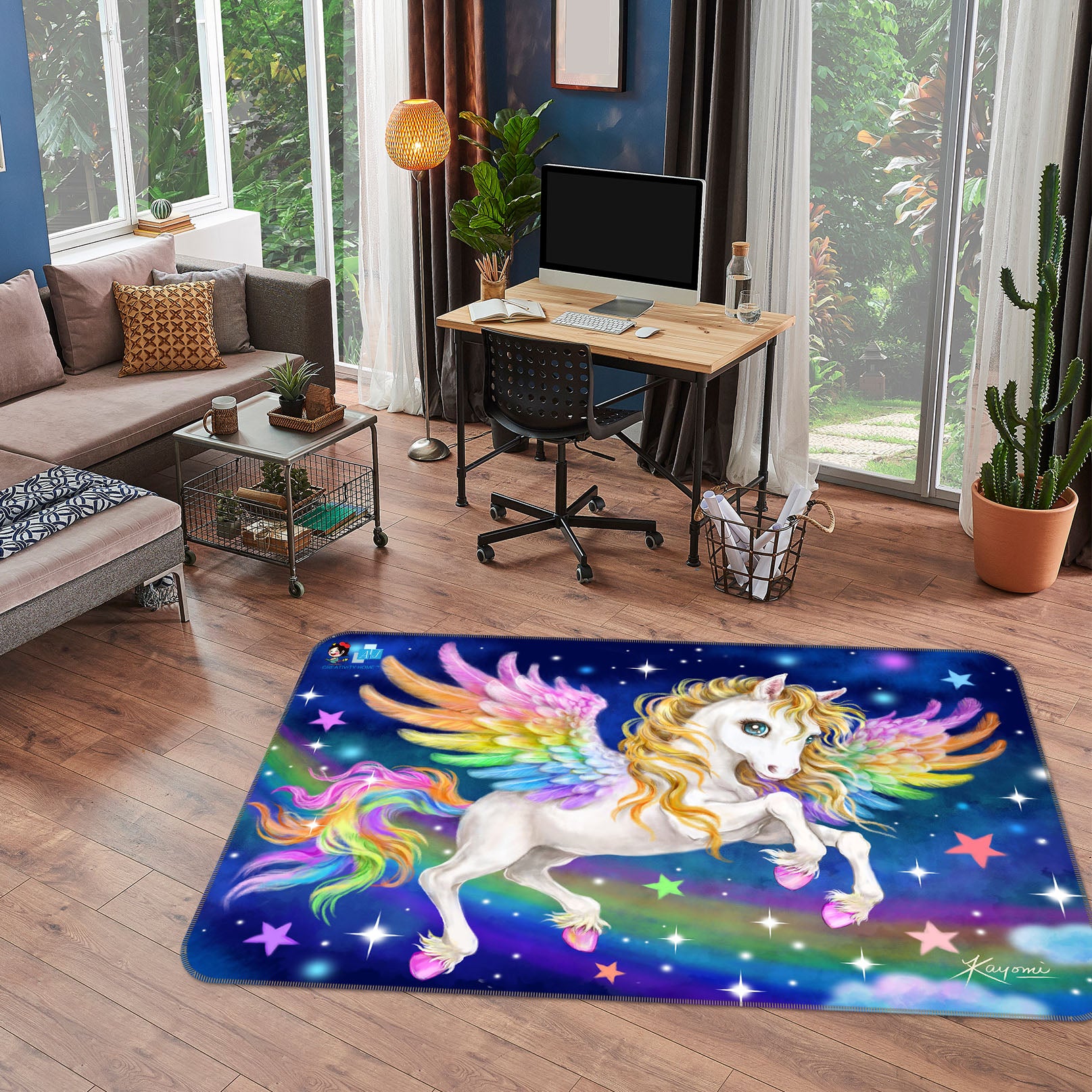 3D Fantasy Unicorn 5625 Kayomi Harai Rug Non Slip Rug Mat