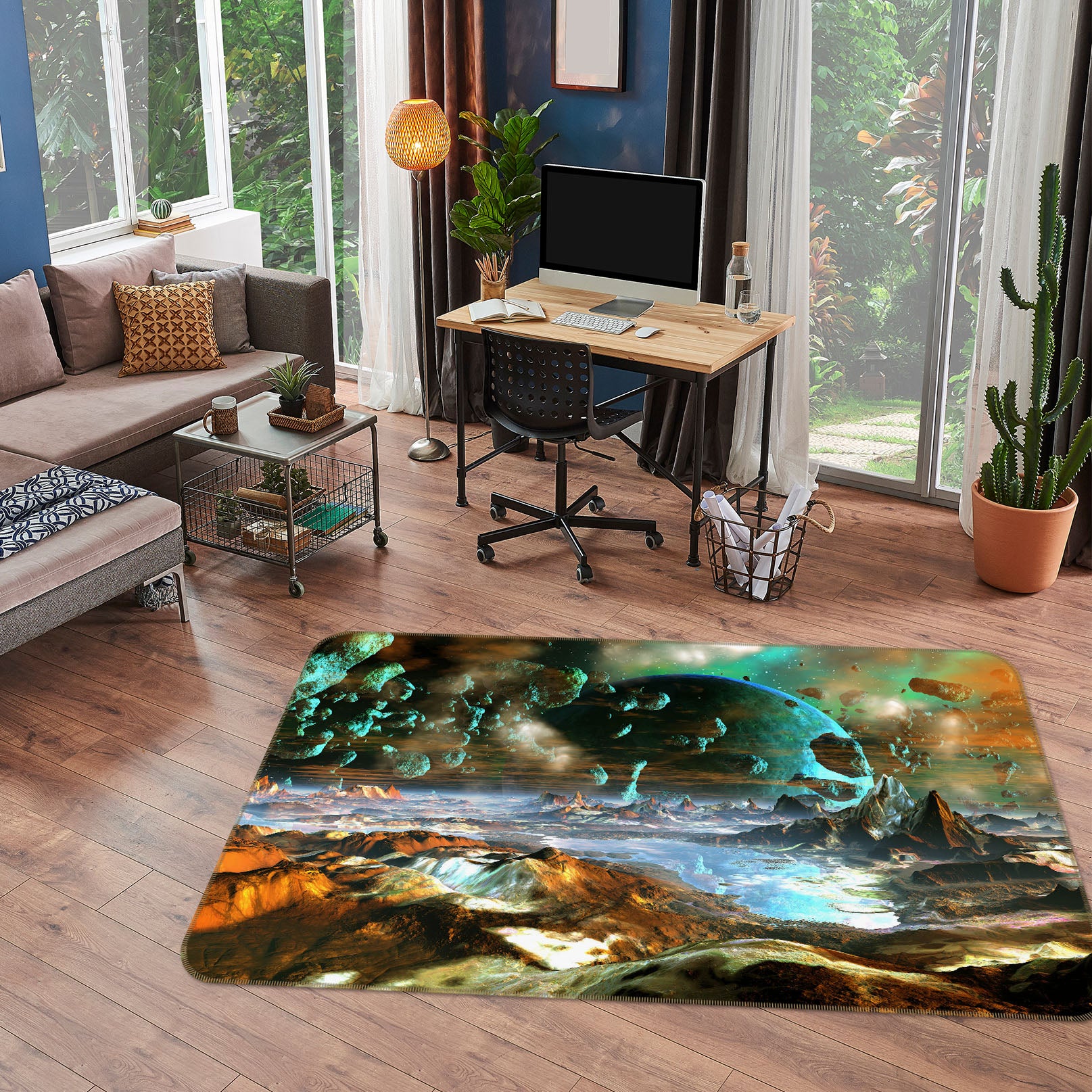 3D Planet Mountain Rock 34129 Non Slip Rug Mat