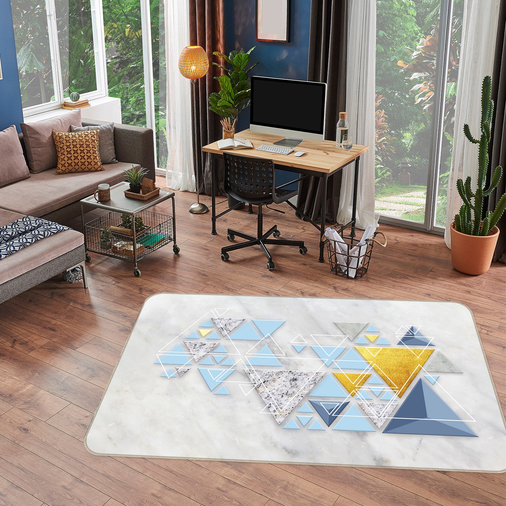 3D Triangle Pattern 77051 Non Slip Rug Mat