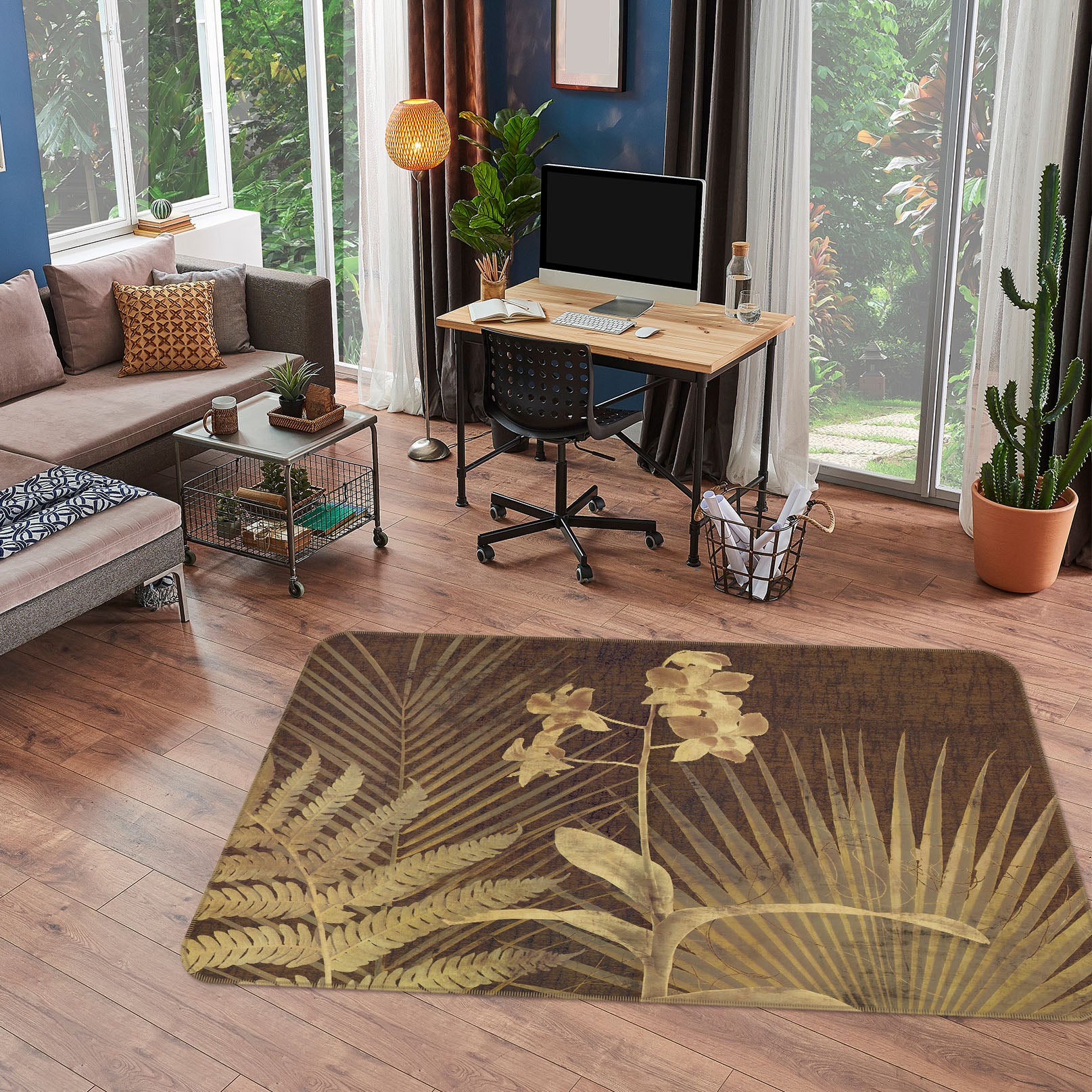 3D Leaves Pattern 32064 Non Slip Rug Mat