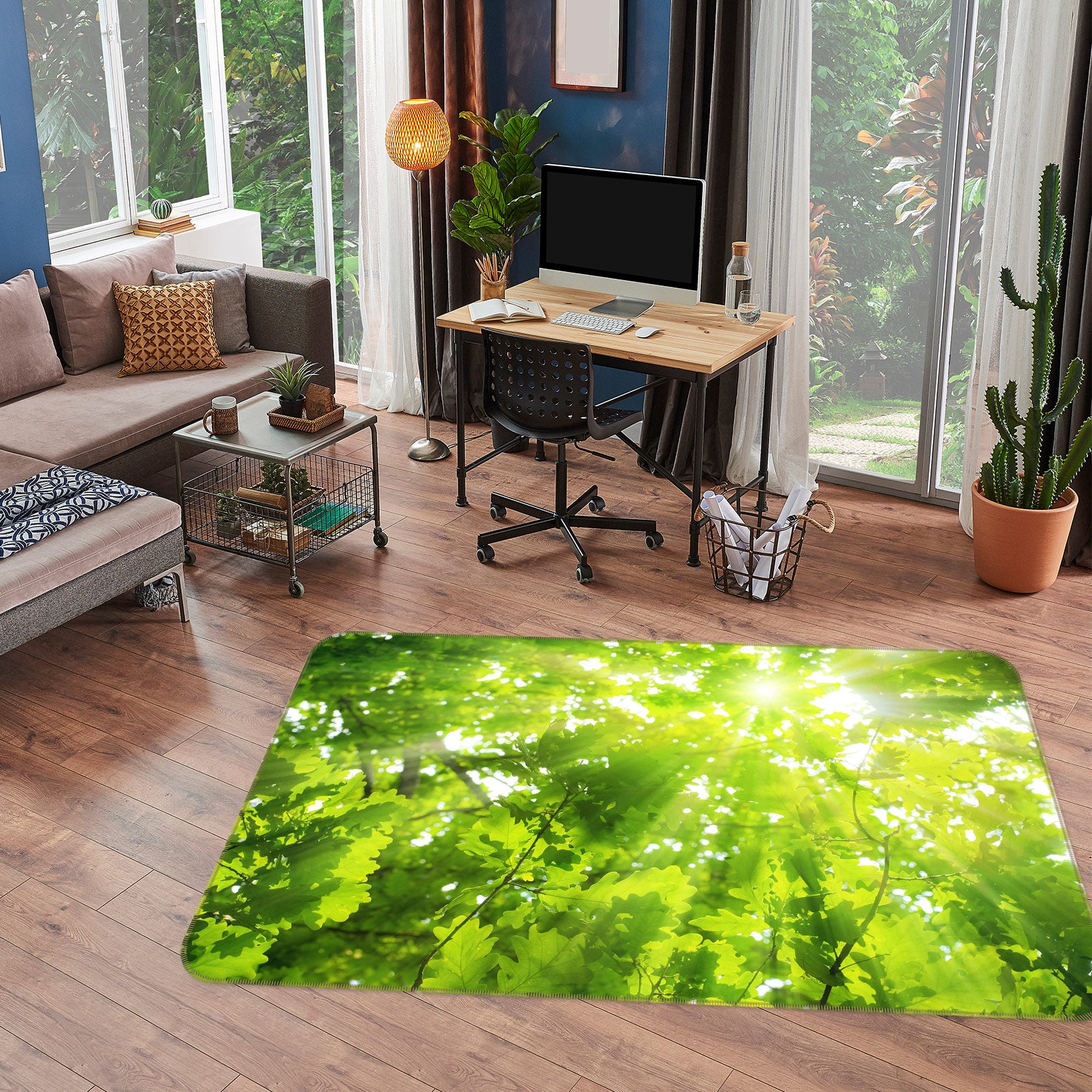3D Leaves Sunlight 77087 Non Slip Rug Mat