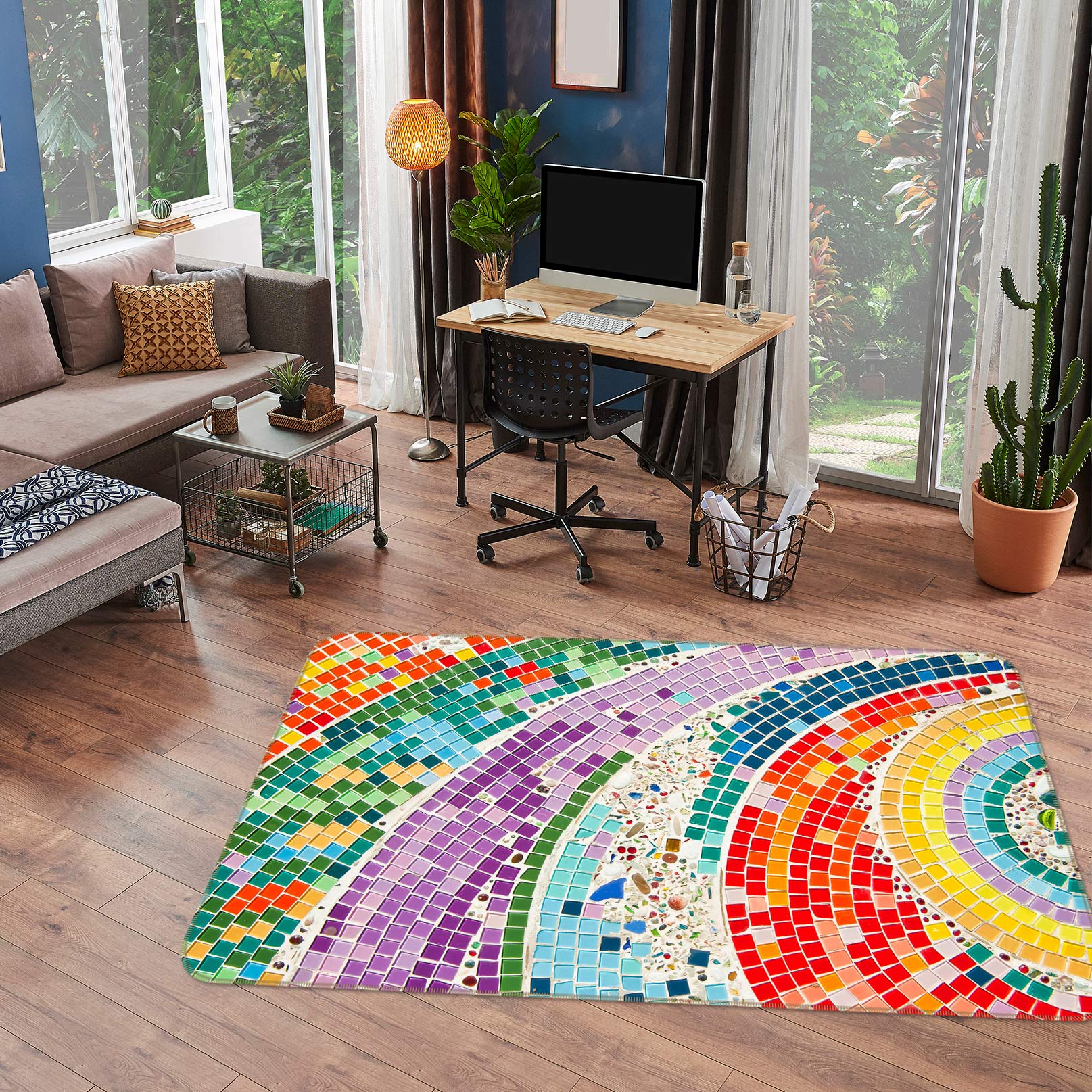 3D Rainbow Cube 33004 Non Slip Rug Mat