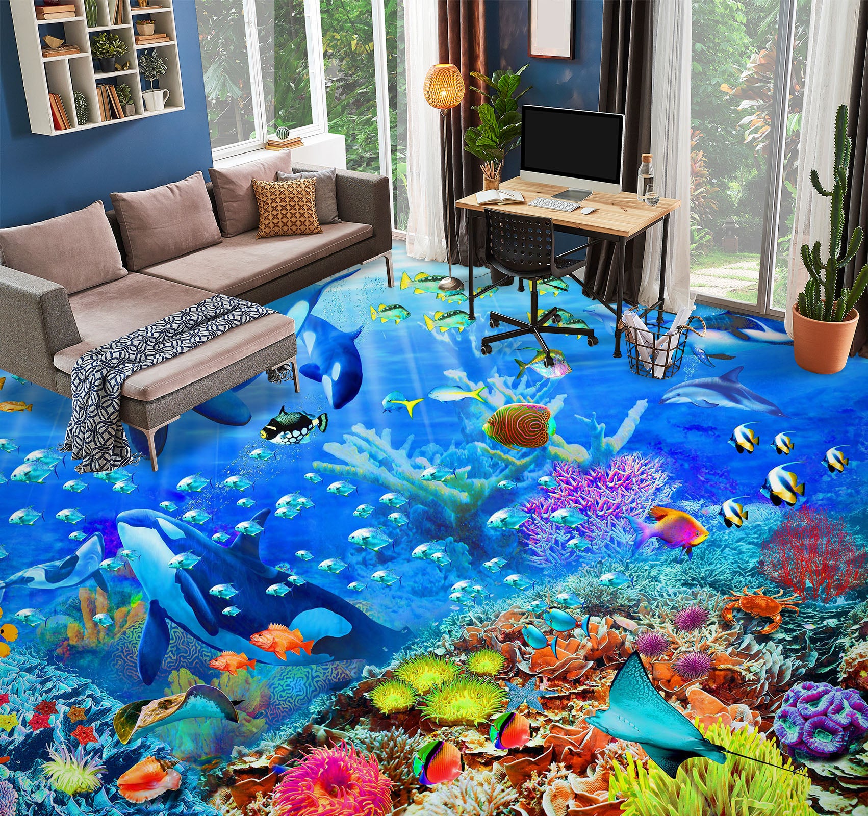 3D Seabed Coral Fish 98165 Adrian Chesterman Floor Mural