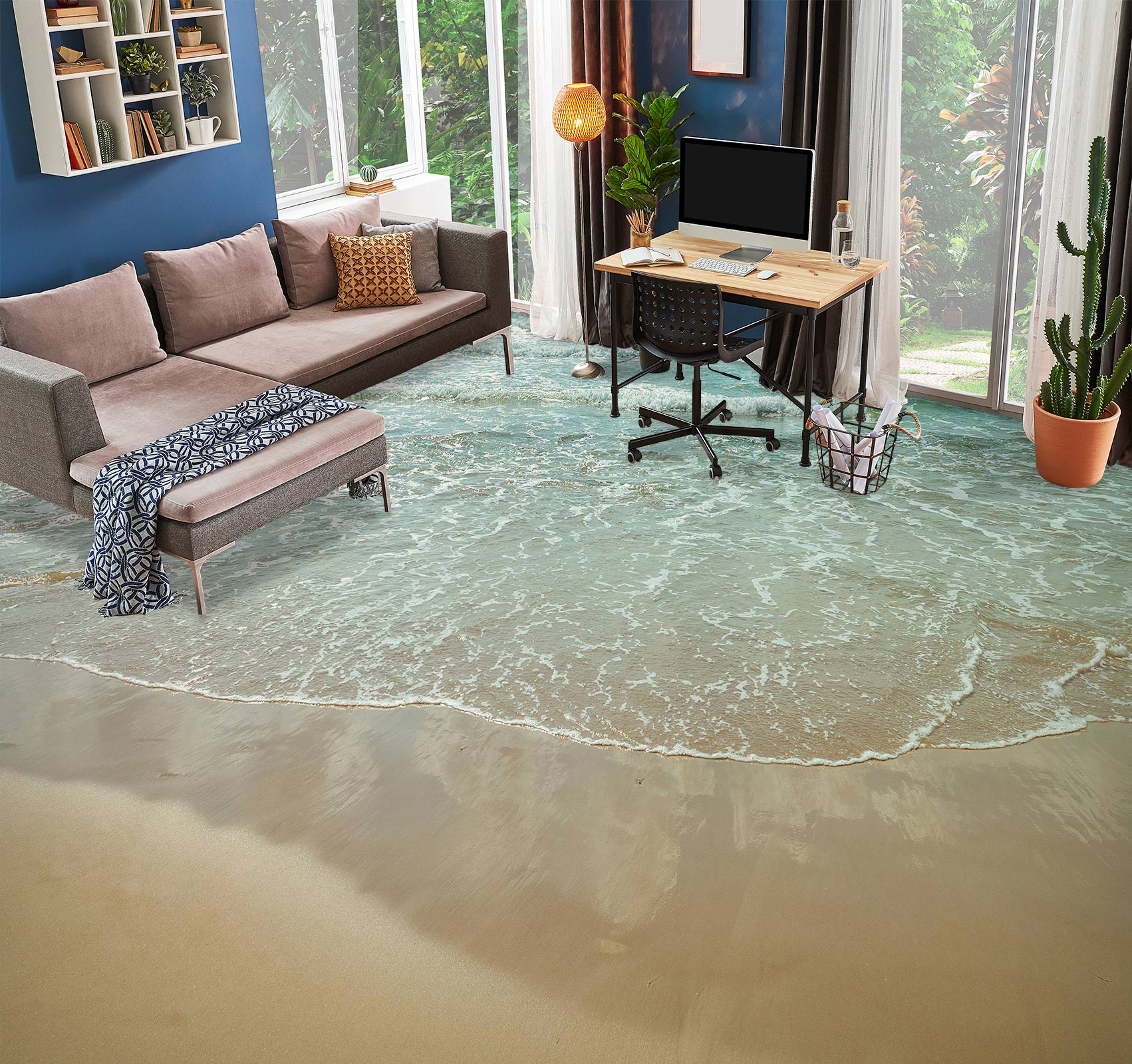 3D Seaside Beach 9847 Assaf Frank Floor Mural