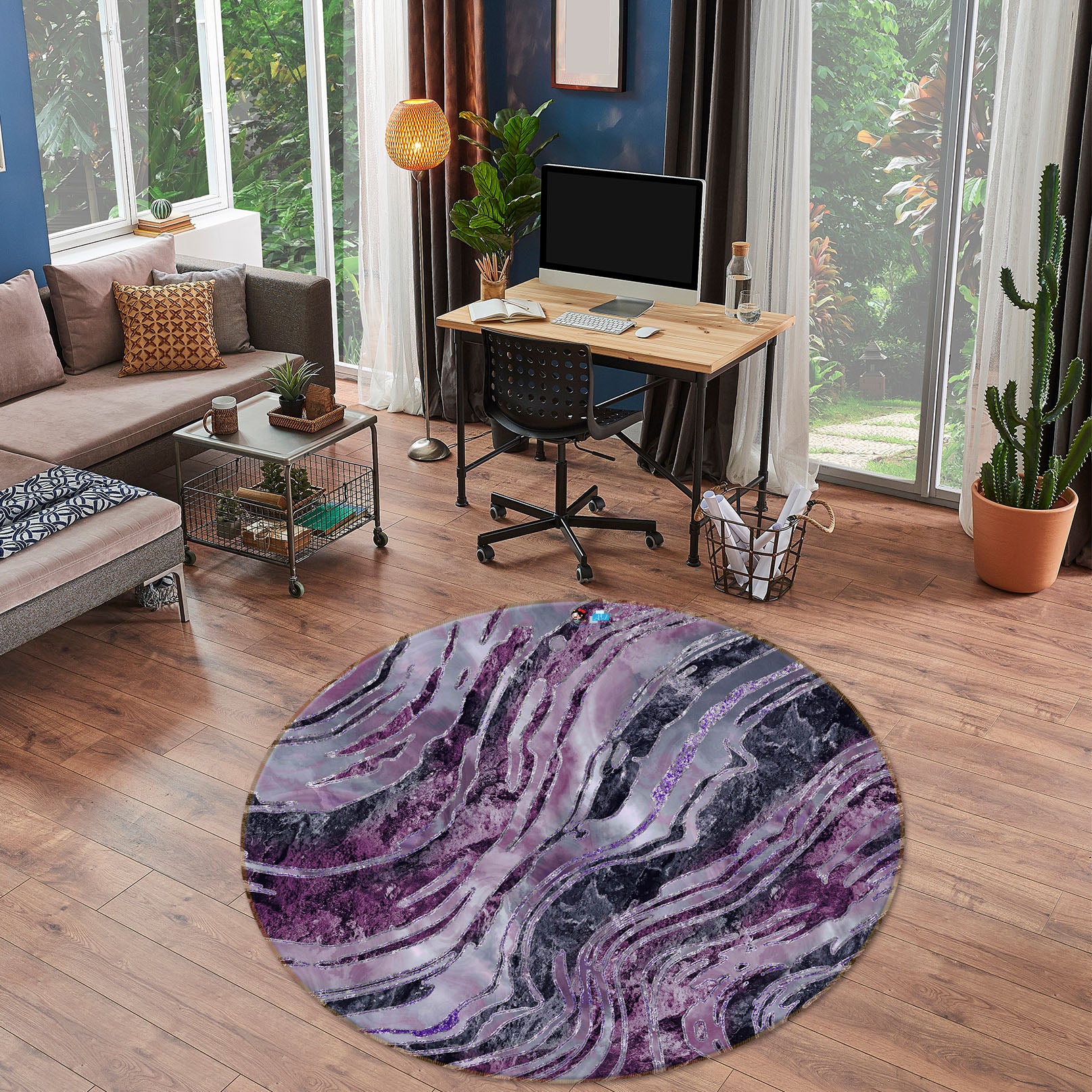 3D Purple Texture 83070 Andrea haase Rug Round Non Slip Rug Mat