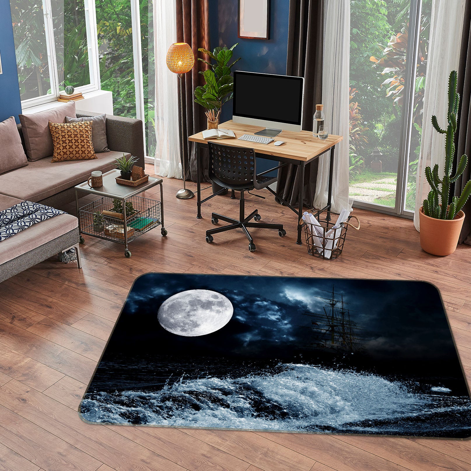 3D Moon Waves 31165 Non Slip Rug Mat