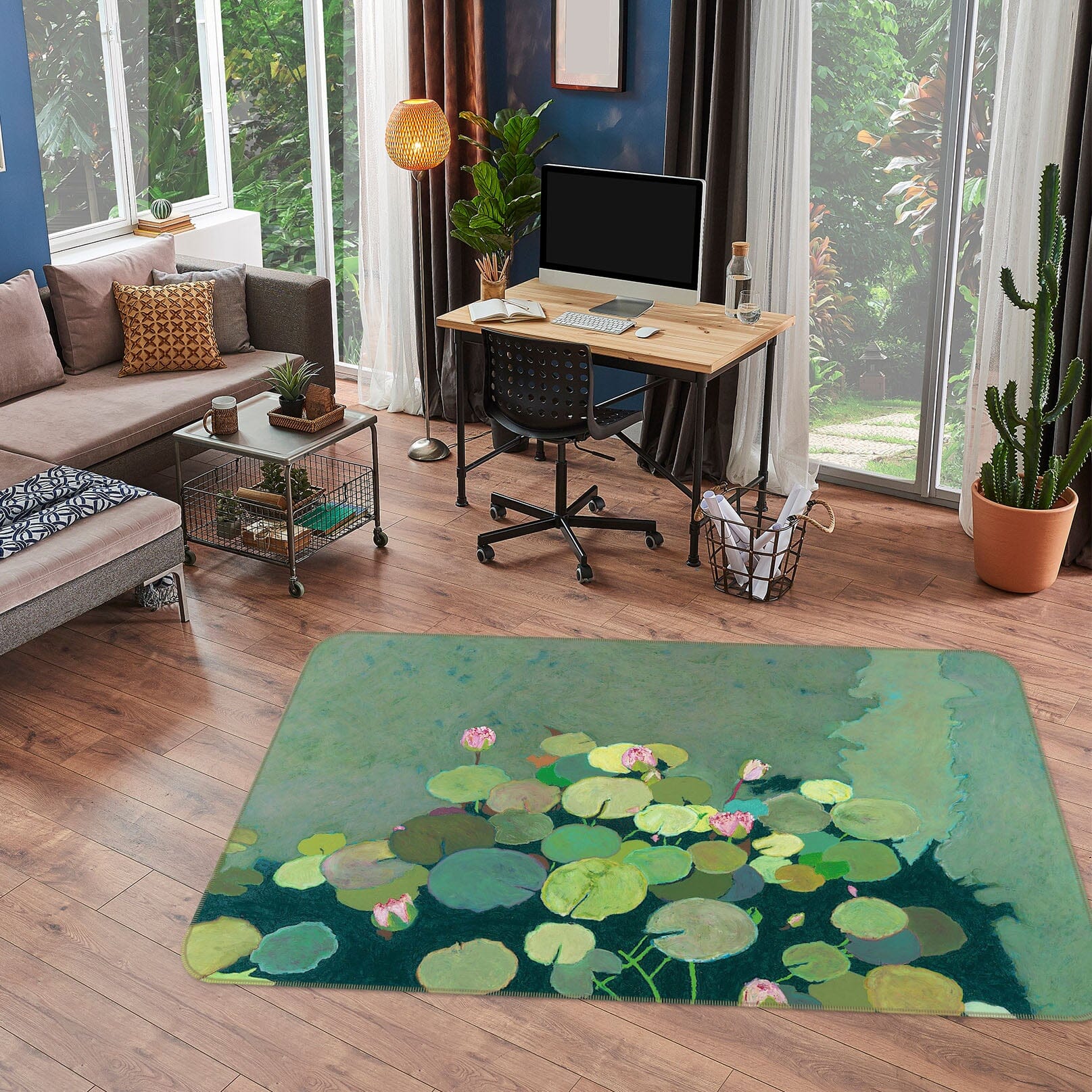 3D Green Lotus Pond 1118 Allan P. Friedlander Rug Non Slip Rug Mat Mat AJ Creativity Home 