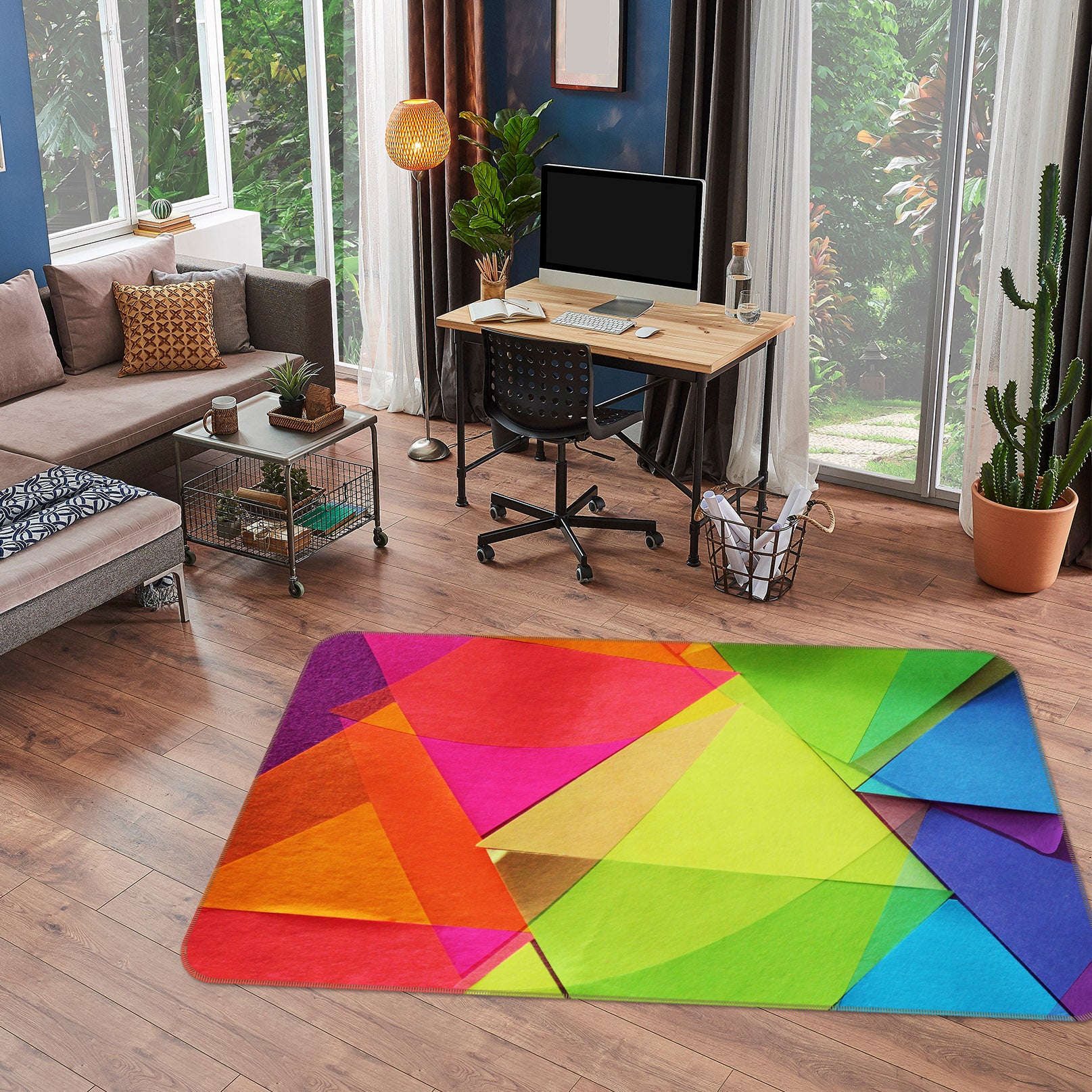 3D Colored Triangle 70057 Shandra Smith Rug Non Slip Rug Mat
