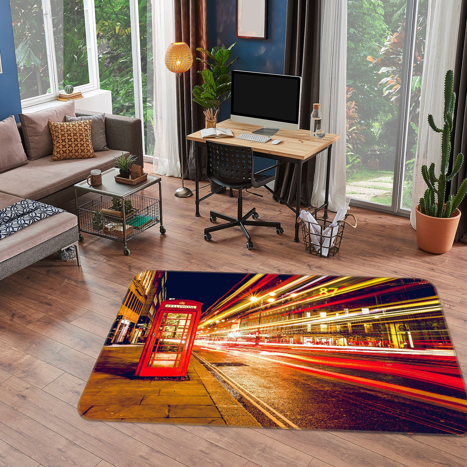 3D Street Phone Booth 76270 Non Slip Rug Mat