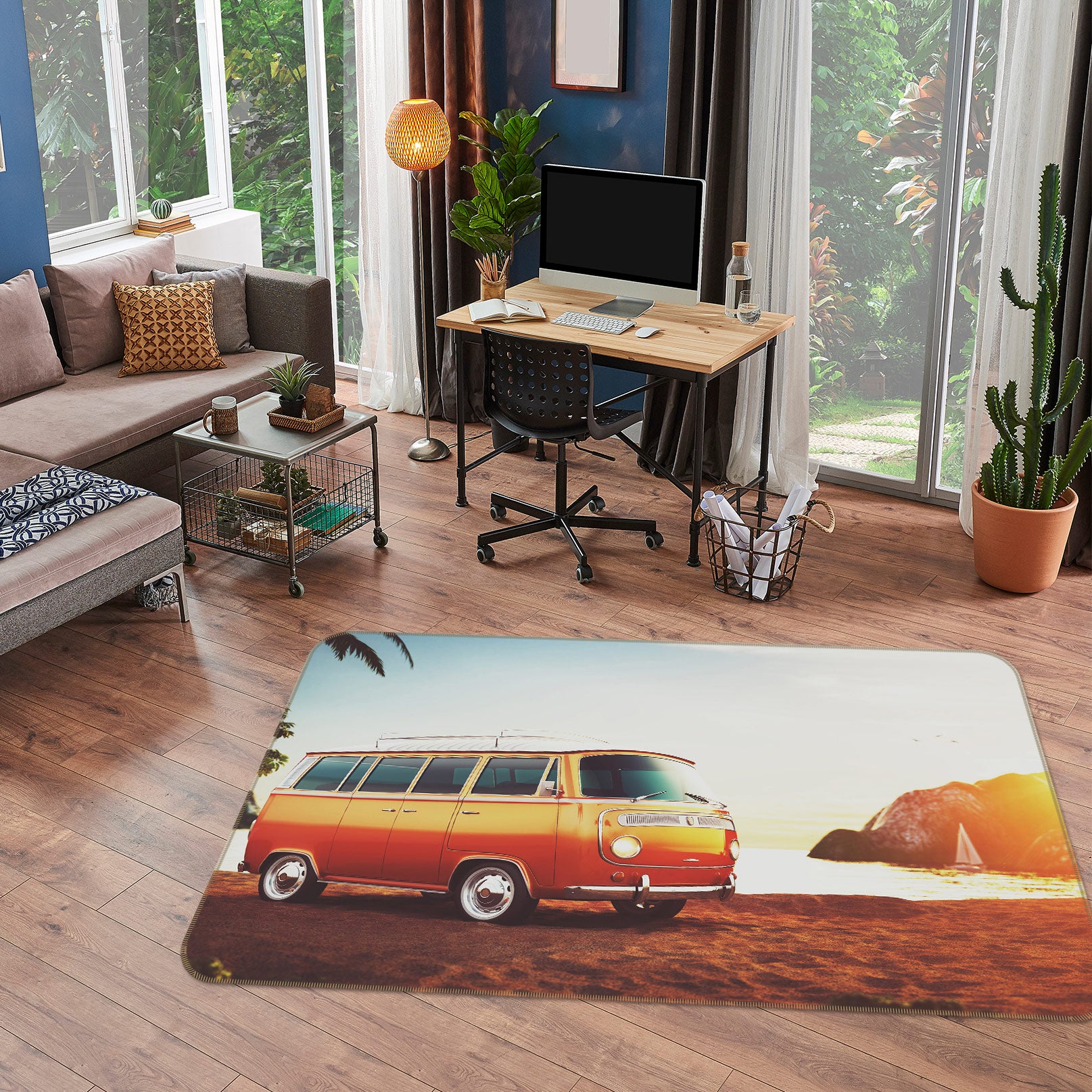 3D Seaside Bus 67214 Vehicle Non Slip Rug Mat