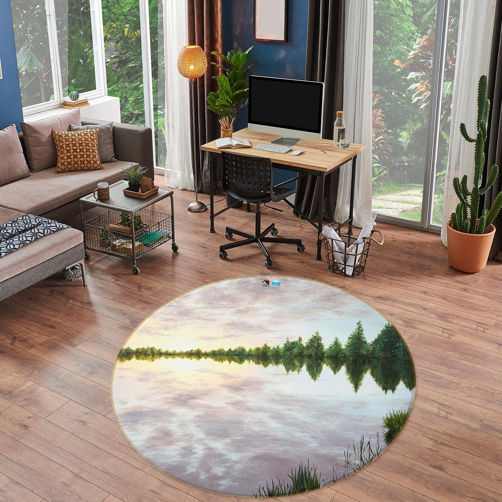 3D Lake Sky 18149 Marina Zotova Rug Round Non Slip Rug Mat