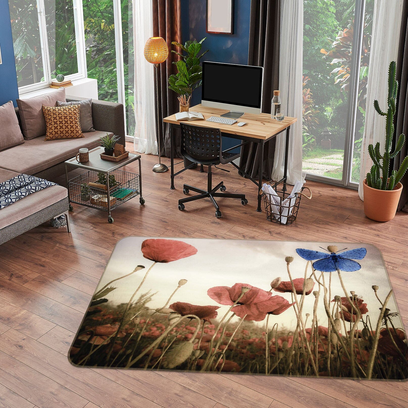 3D Butterfly Flower 1141 Marco Carmassi Rug Non Slip Rug Mat Mat AJ Creativity Home 