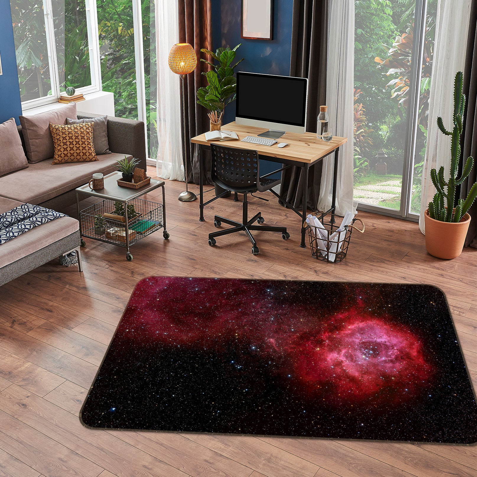 3D Red Starry 31135 Non Slip Rug Mat