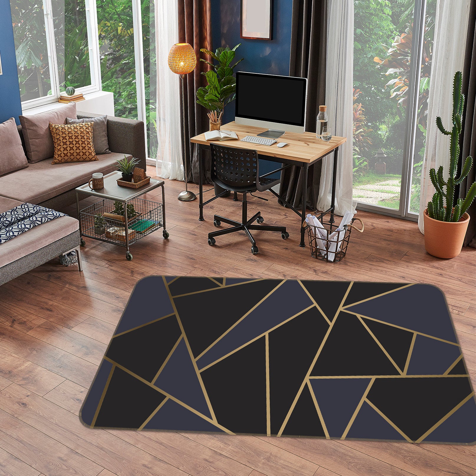 3D Triangle Pattern 77196 Non Slip Rug Mat