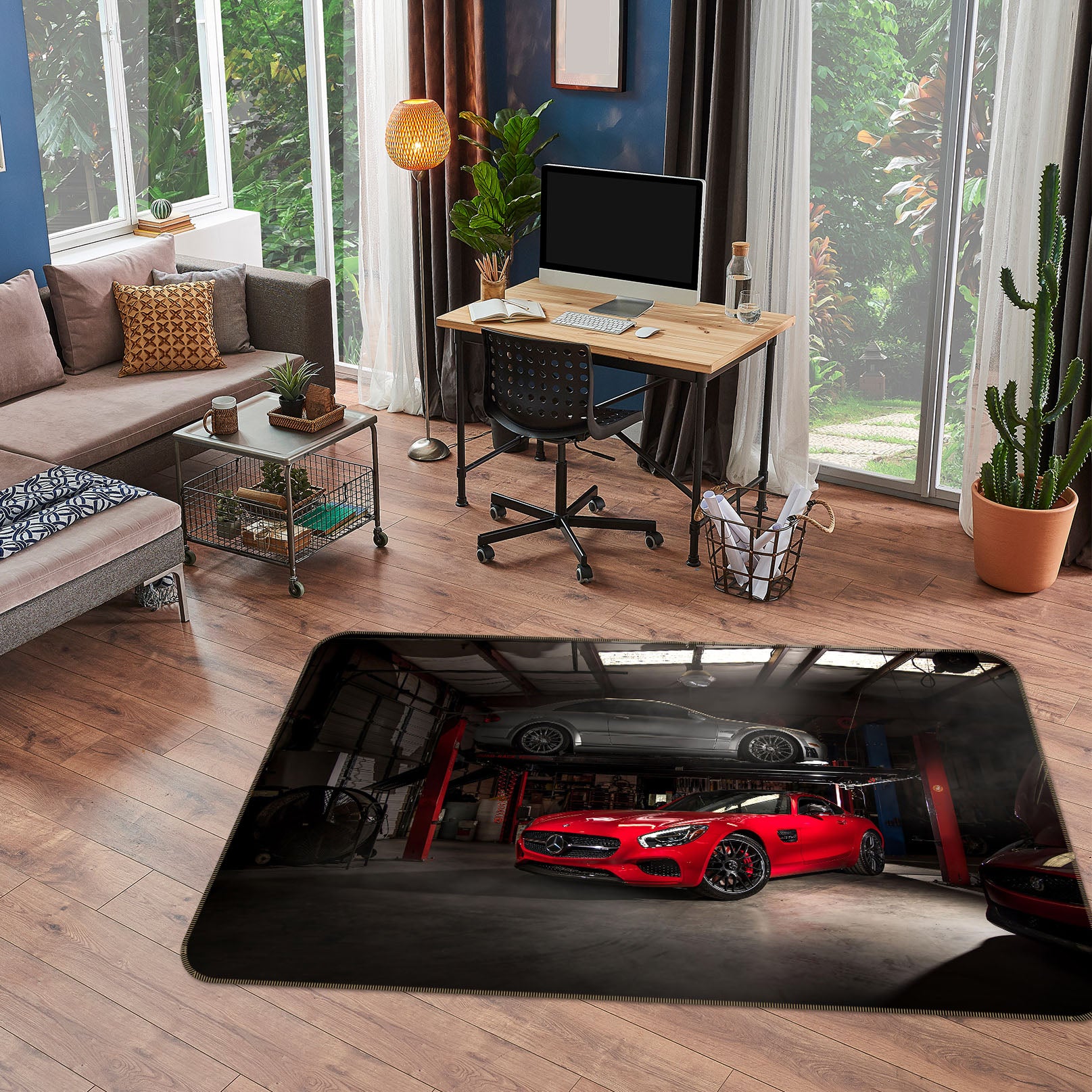 3D Two Cars 42081 Vehicle Non Slip Rug Mat