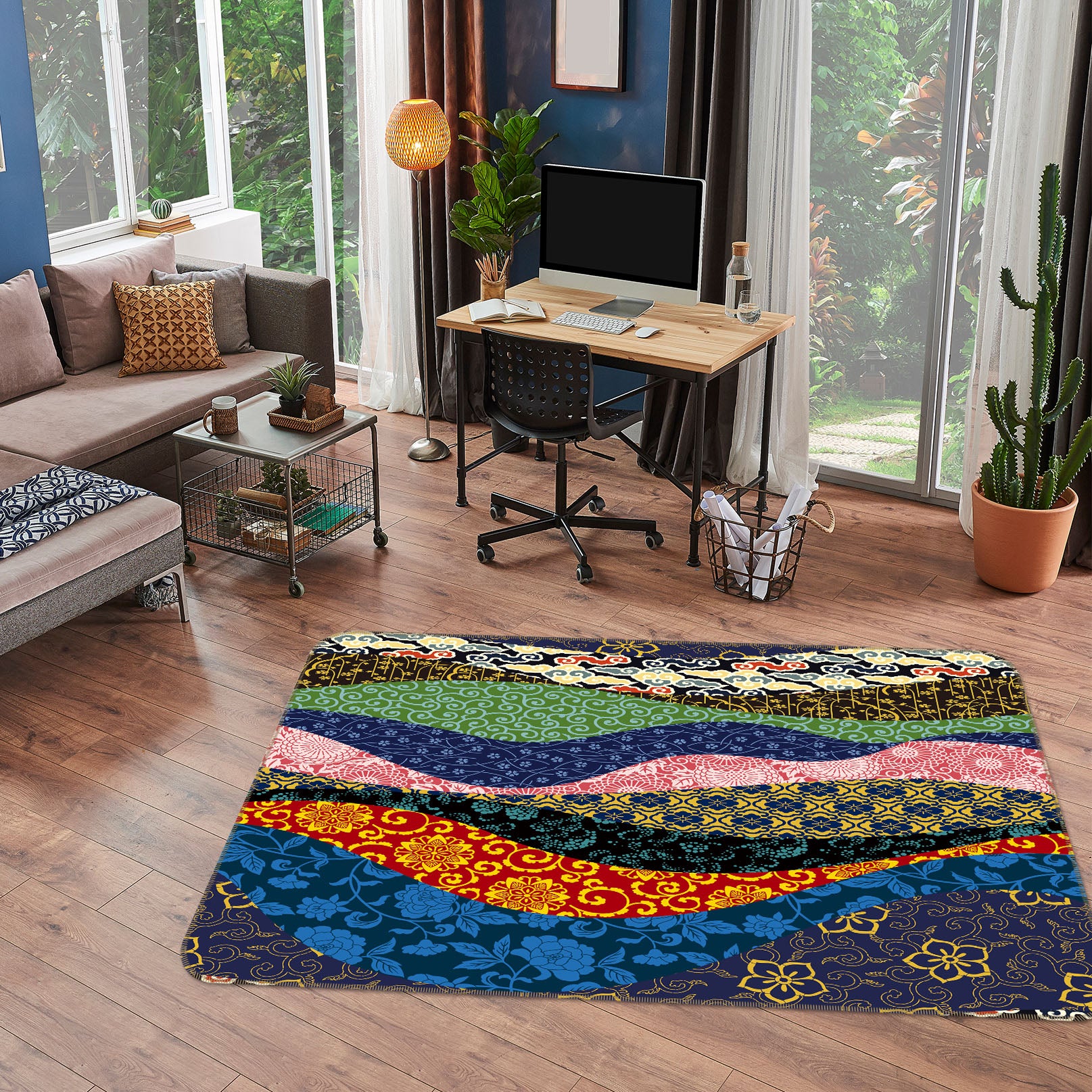 3D Pattern Lines 35067 Non Slip Rug Mat