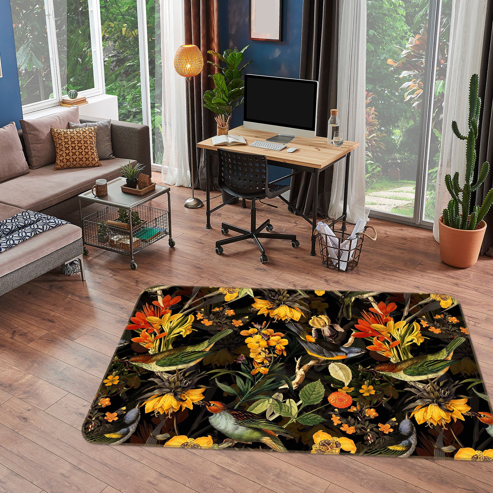 3D Flowers Leaves 114 Uta Naumann Rug Non Slip Rug Mat