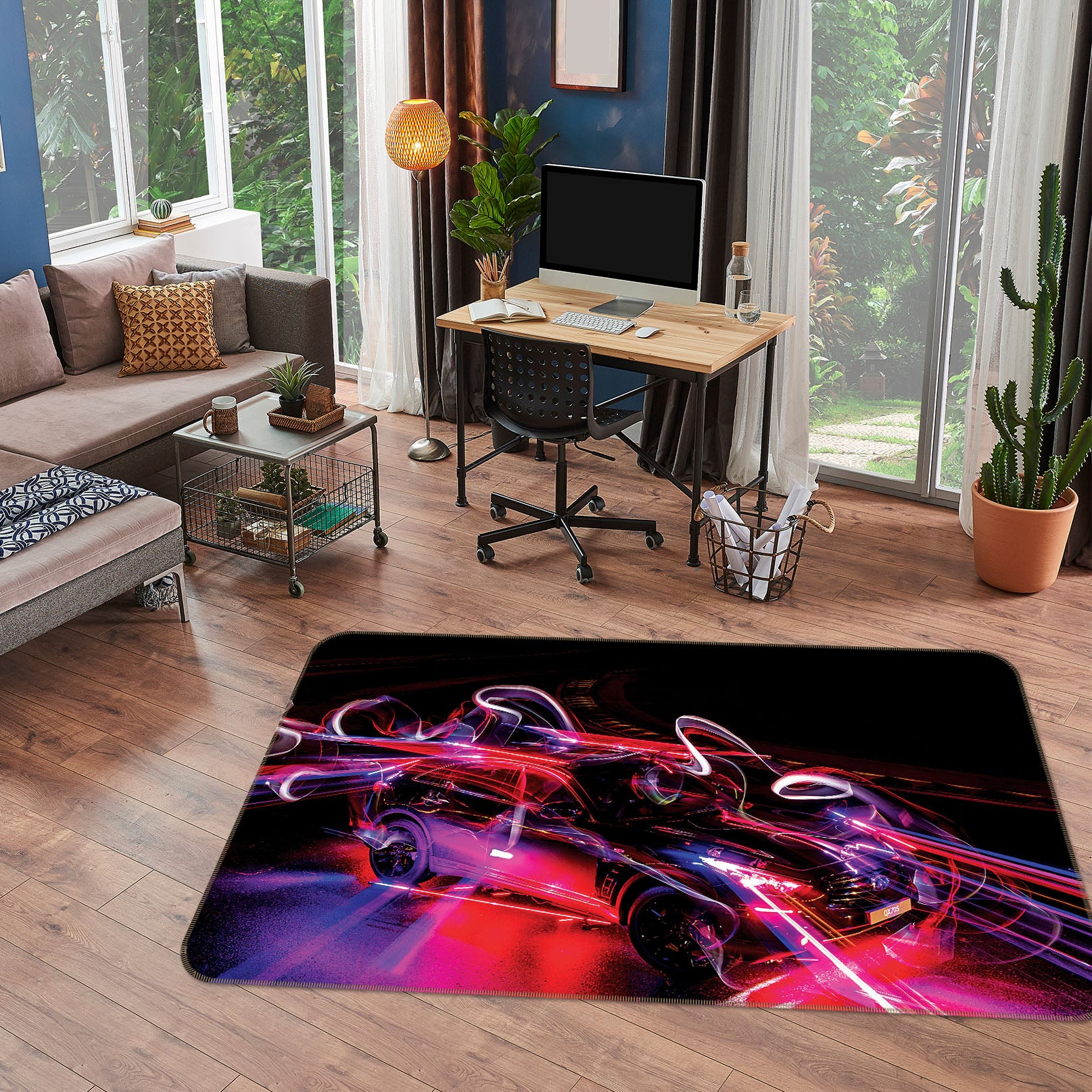 3D Red Light Car 68073 Vehicle Non Slip Rug Mat