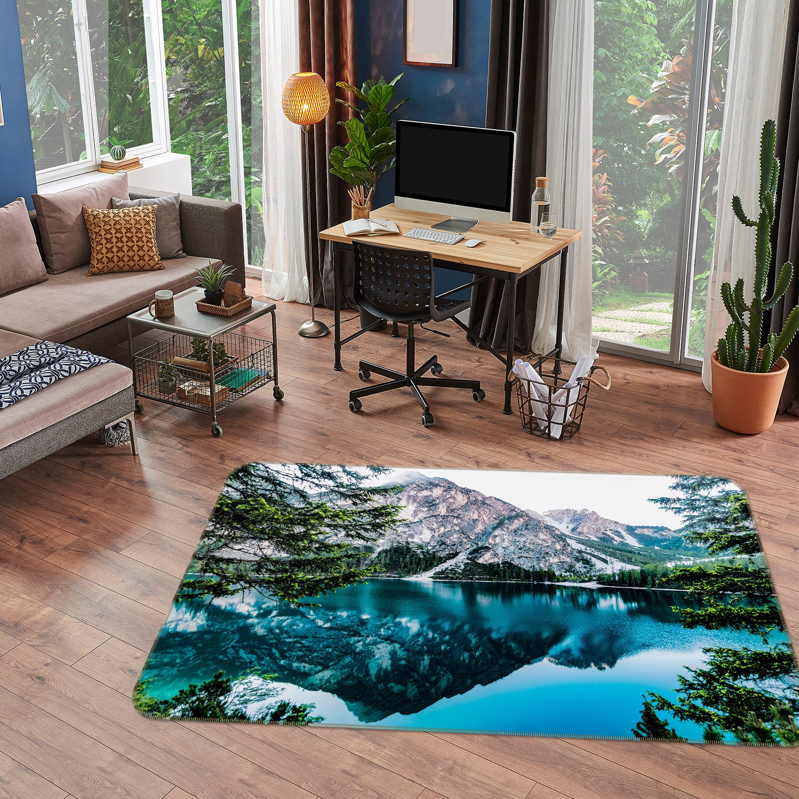 3D Mountain Lake 30214 Non Slip Rug Mat