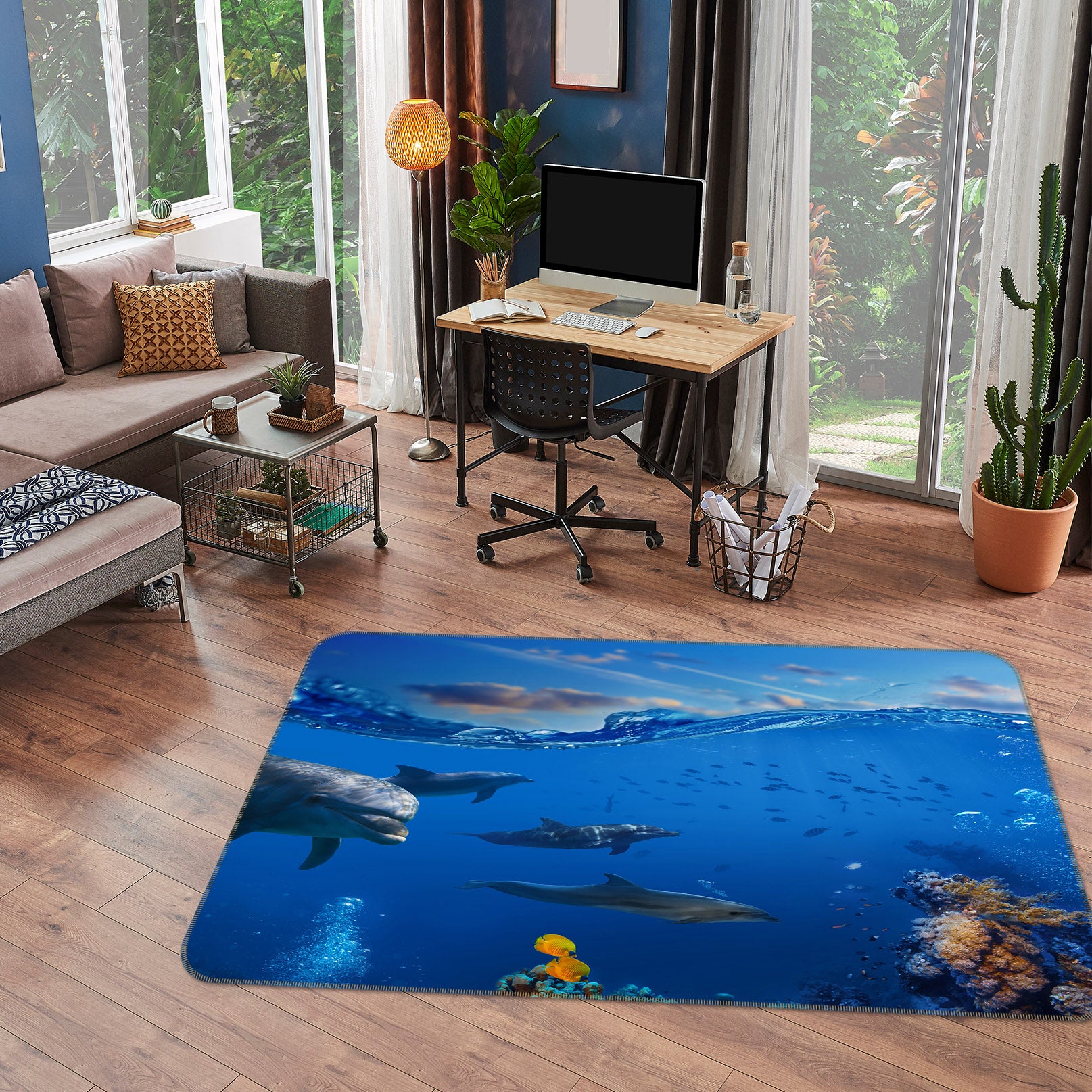 3D Seabed Dolphin 38173 Animal Non Slip Rug Mat