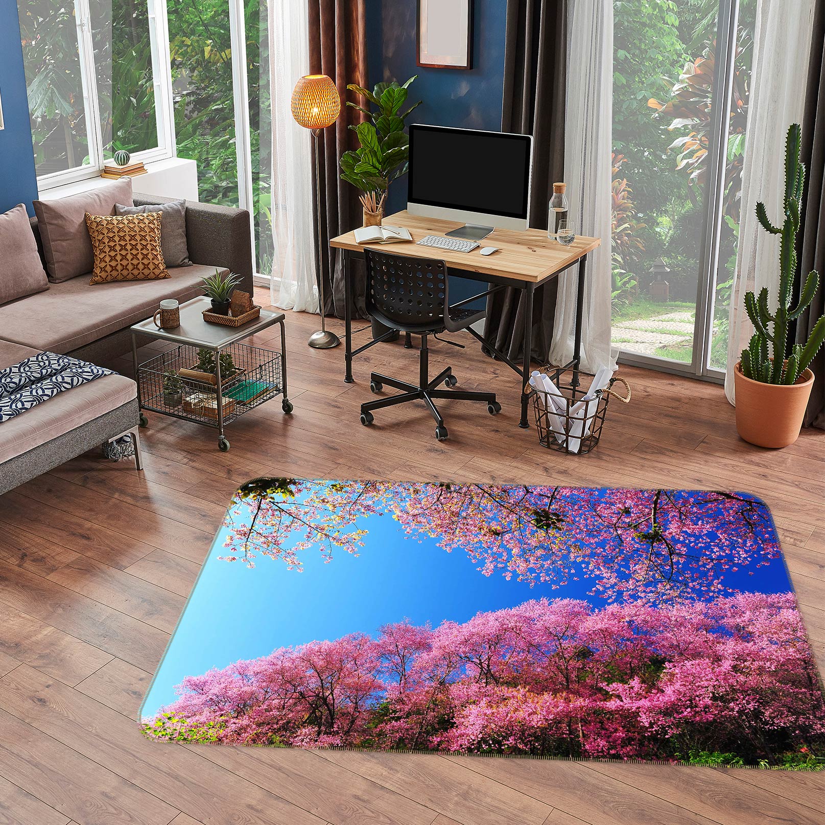 3D Pink Trees 77094 Non Slip Rug Mat