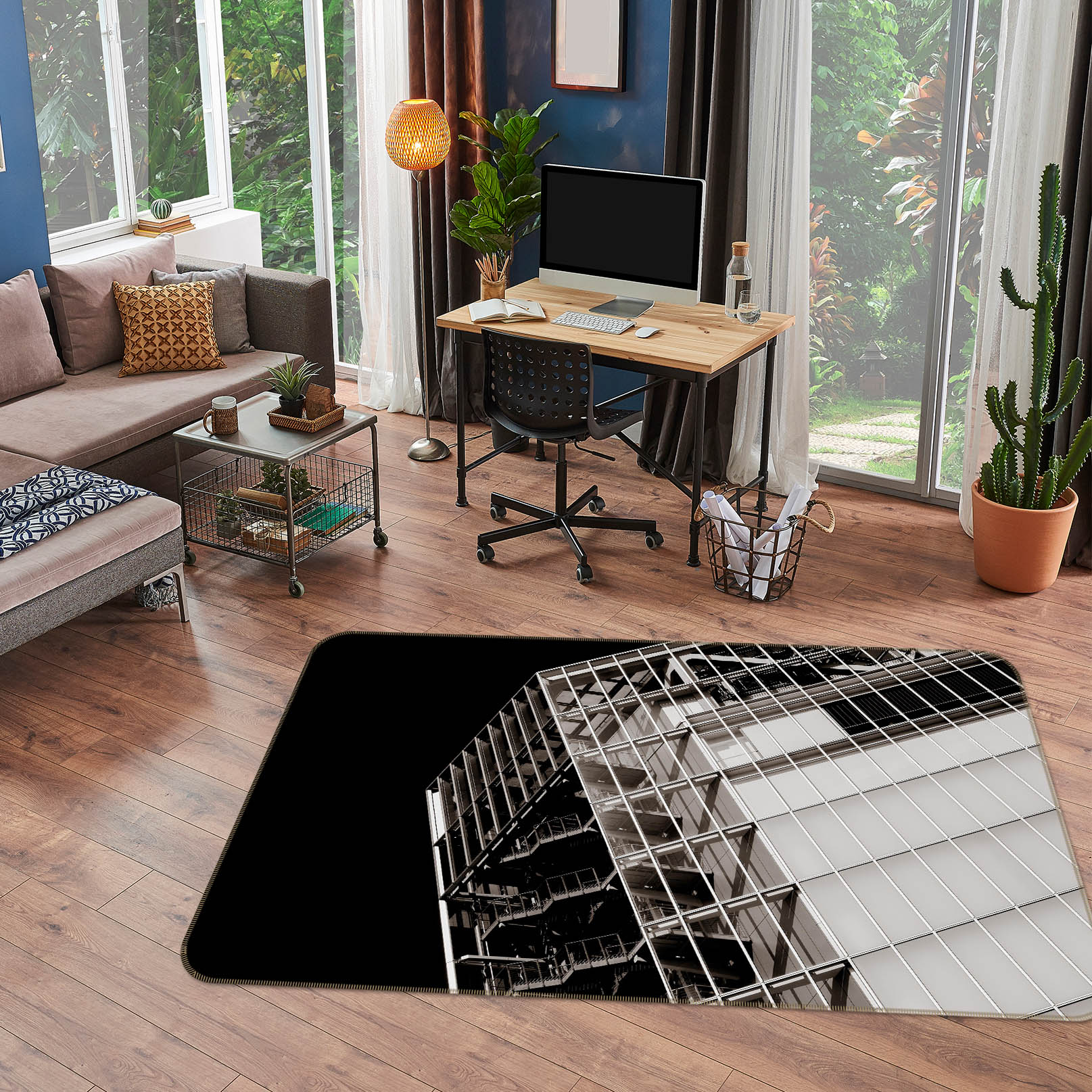 3D Building 84182 Noirblanc777 Rug Non Slip Rug Mat