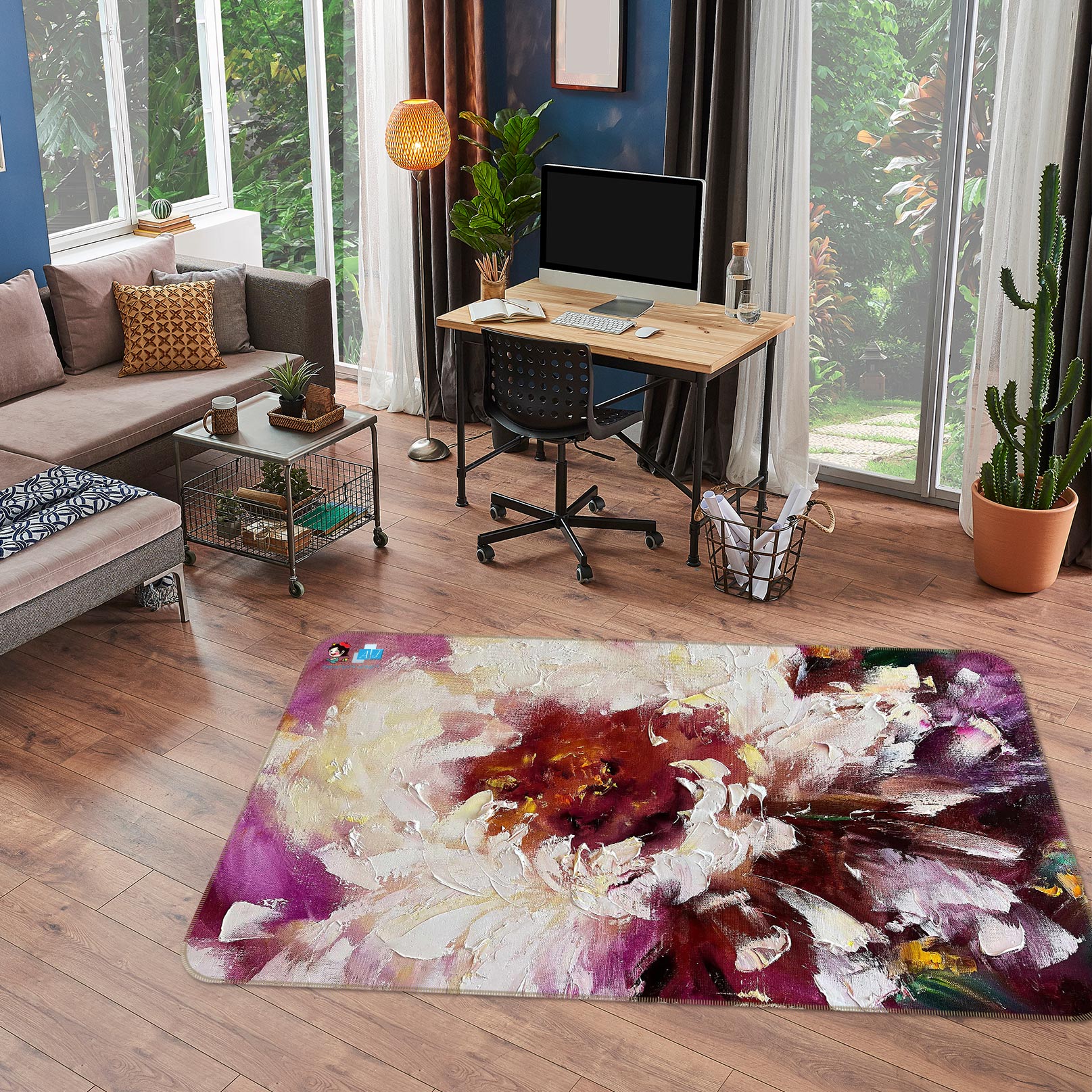 3D Painted Flowers 1106 Skromova Marina Rug Non Slip Rug Mat