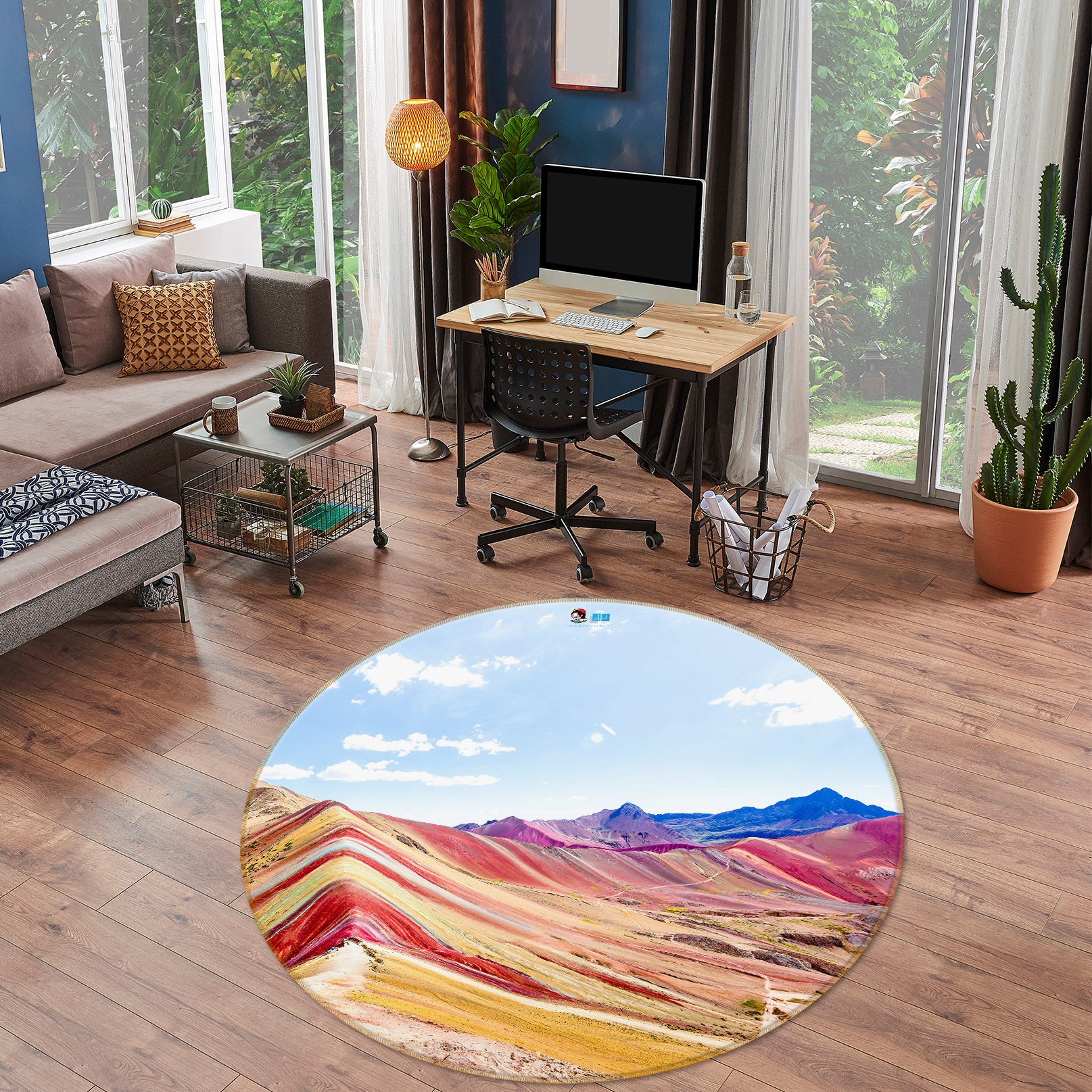 3D Mountains 75073 Round Non Slip Rug Mat