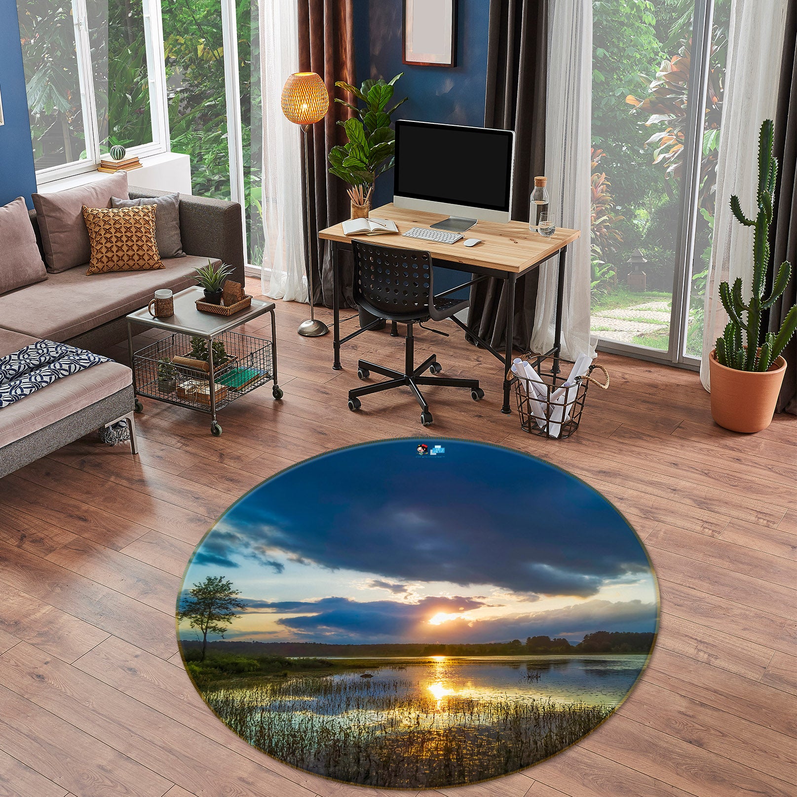 3D Lake 85116 Jerry LoFaro Rug Round Non Slip Rug Mat