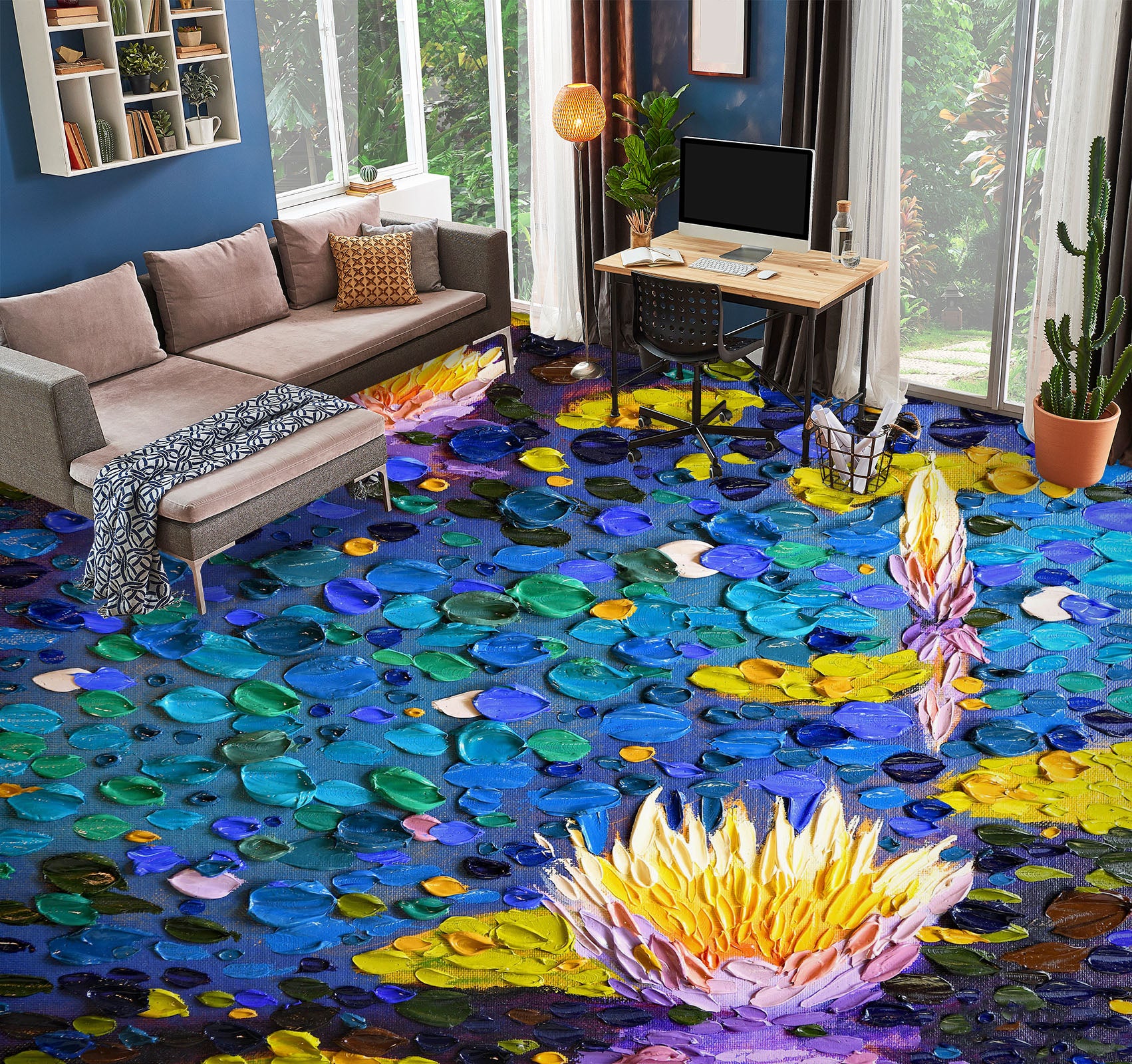 3D Lotus Pink 102171 Dena Tollefson Floor Mural