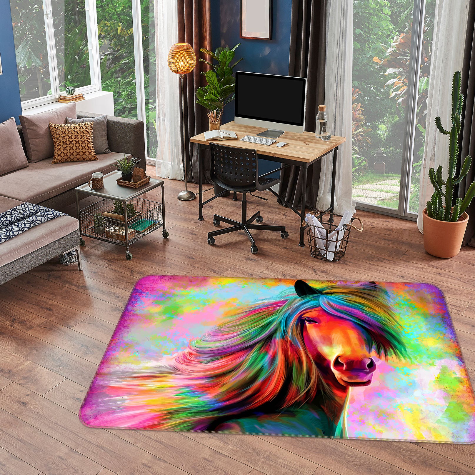 3D Colorful Horse 30222 Non Slip Rug Mat