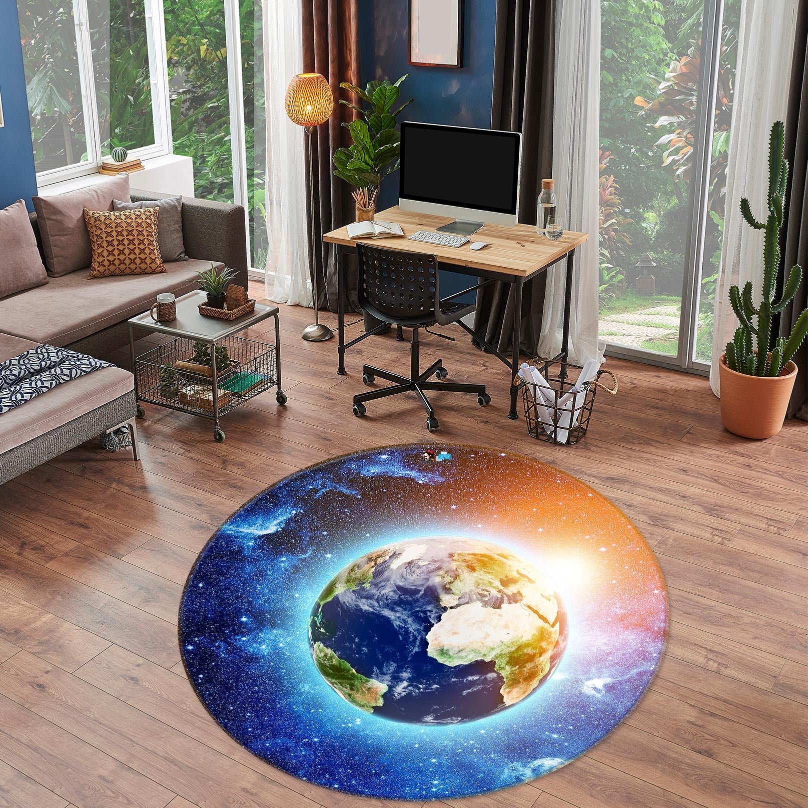 3D Earth 72211 Round Non Slip Rug Mat