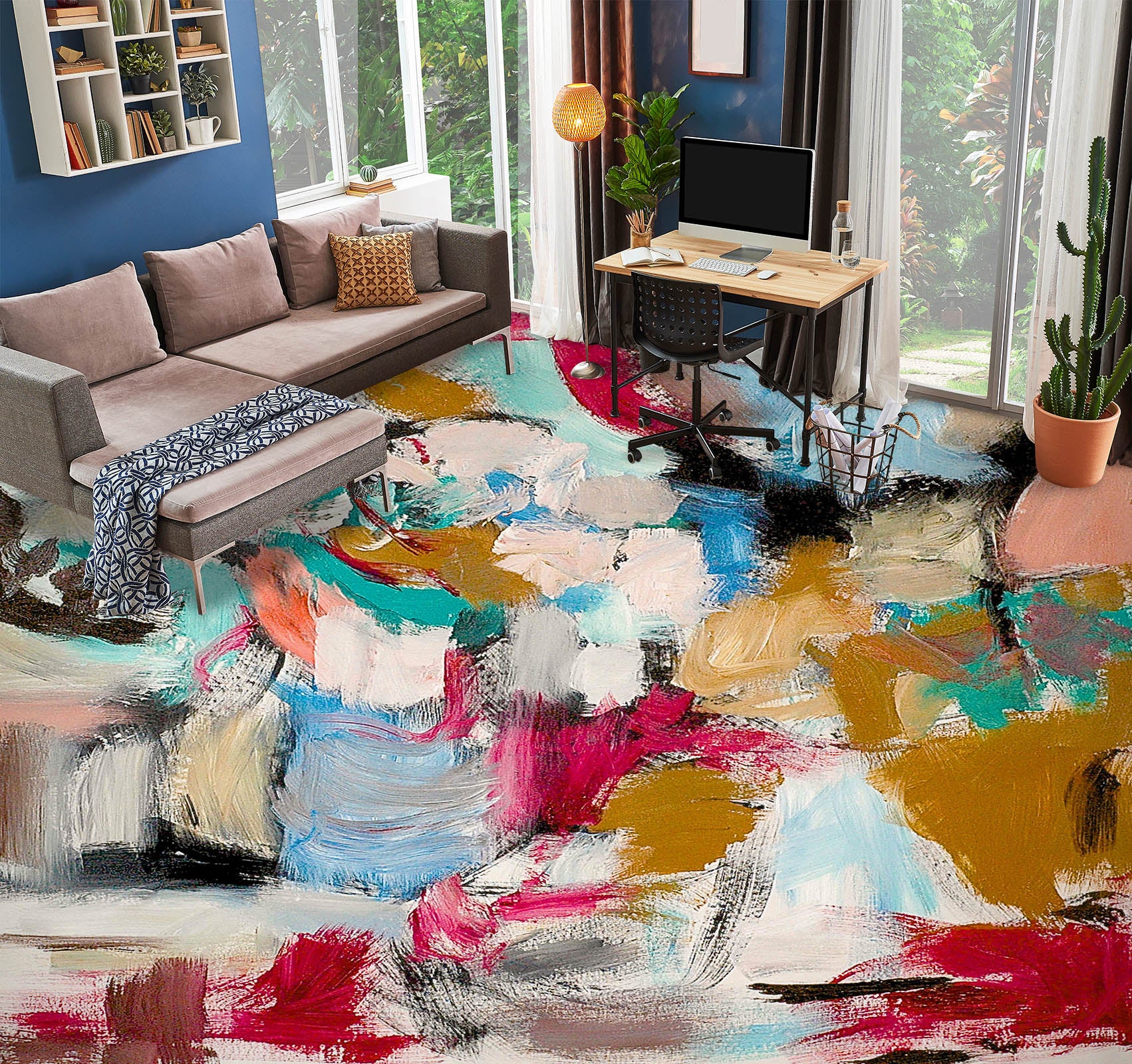 3D Color Paint Brush Pattern 9935 Allan P. Friedlander Floor Mural