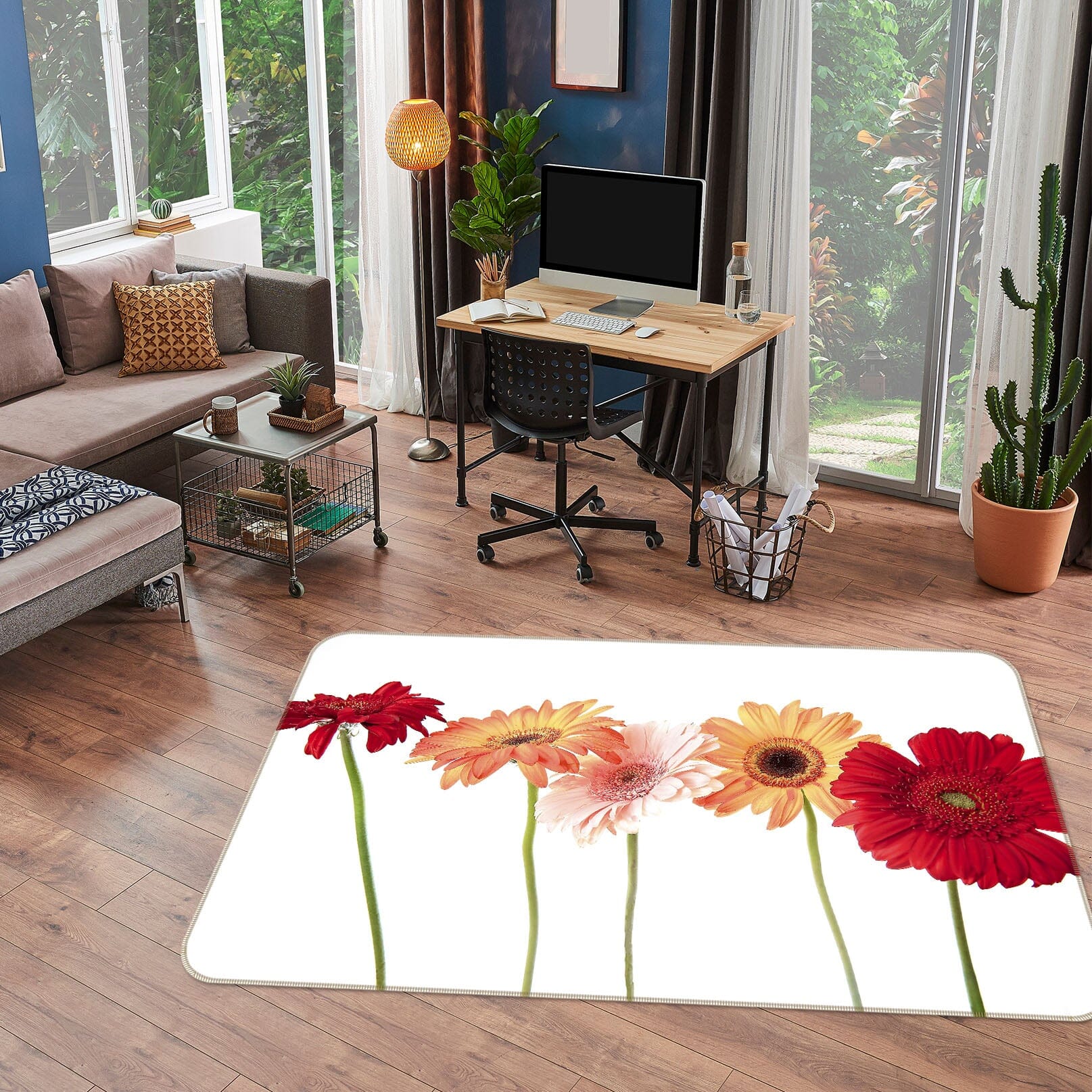 3D Fresh Daisies 1049 Kathy Barefield Rug Non Slip Rug Mat Mat AJ Creativity Home 