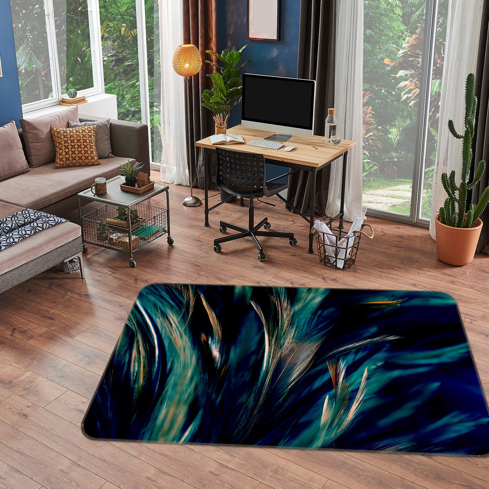 3D Green Pattern 30048 Non Slip Rug Mat