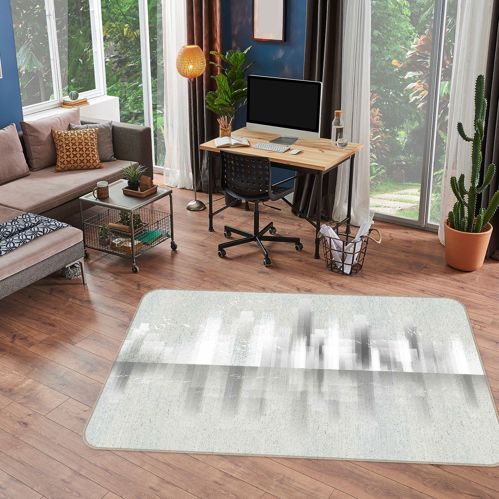 3D Grey Pattern 77018 Non Slip Rug Mat