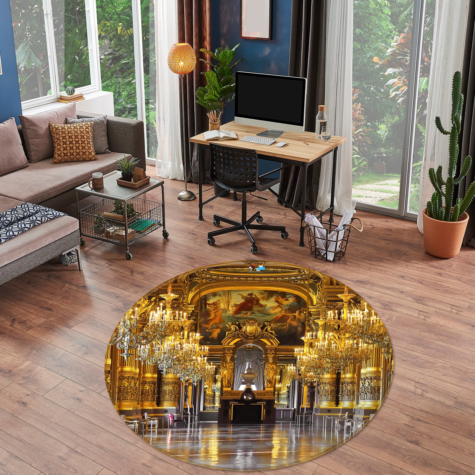 3D Golden Palace 72237 Round Non Slip Rug Mat