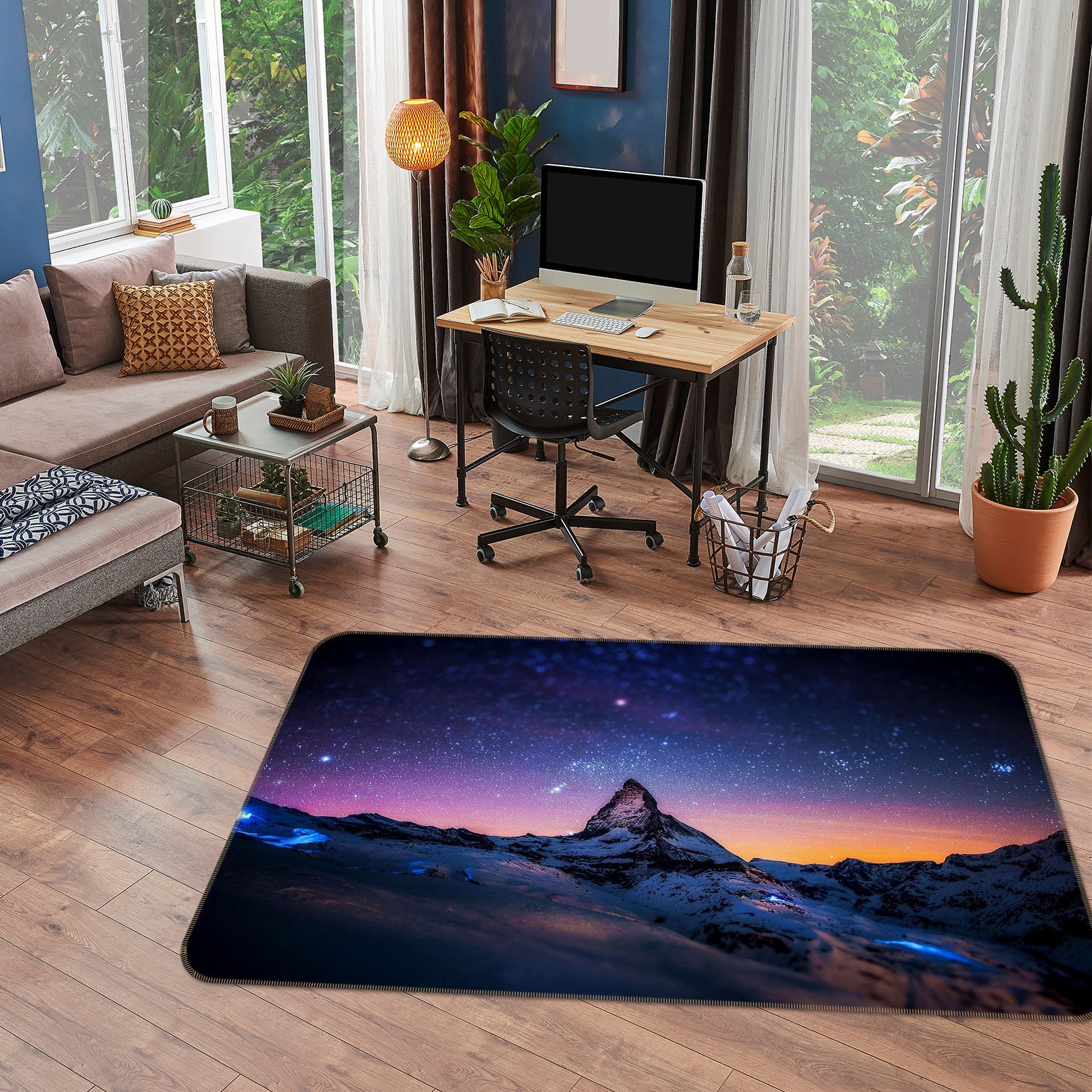 3D Mountain Starry 31138 Non Slip Rug Mat