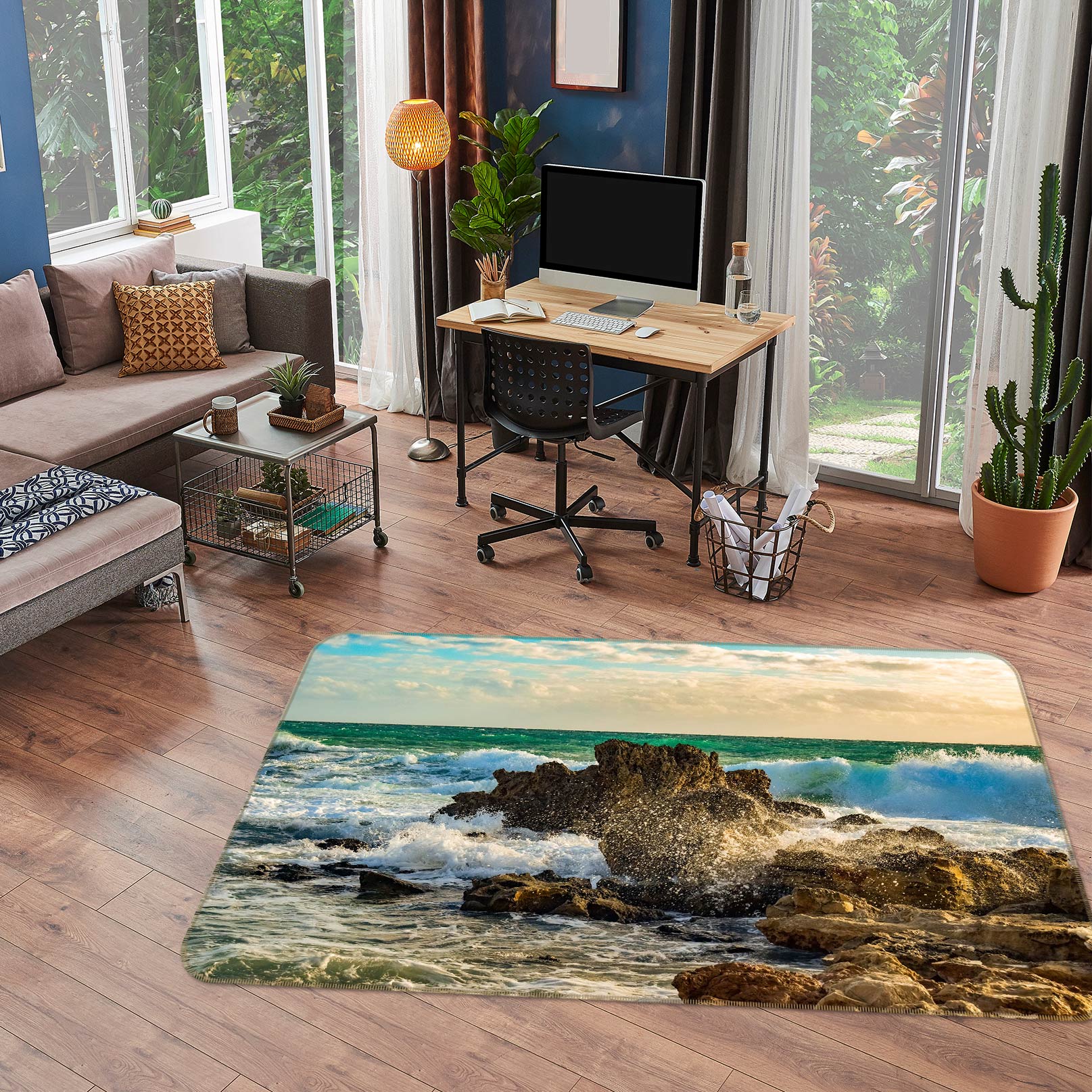 3D Waves Stones 77082 Non Slip Rug Mat