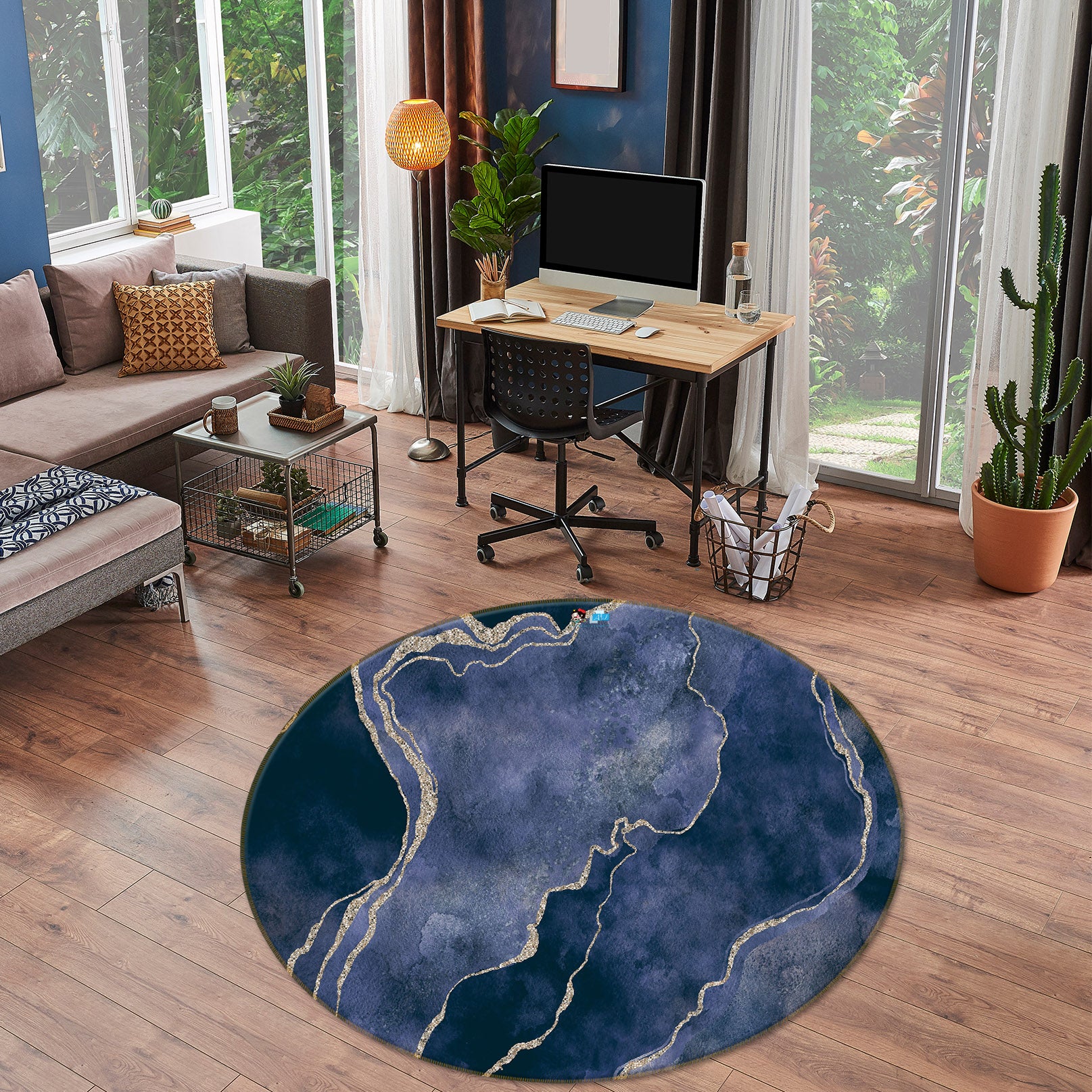 3D Dark Gray Texture 83065 Andrea haase Rug Round Non Slip Rug Mat